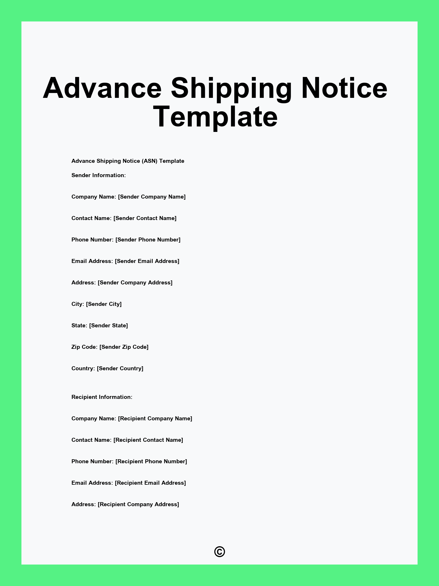 Advance Shipping Notice Template
