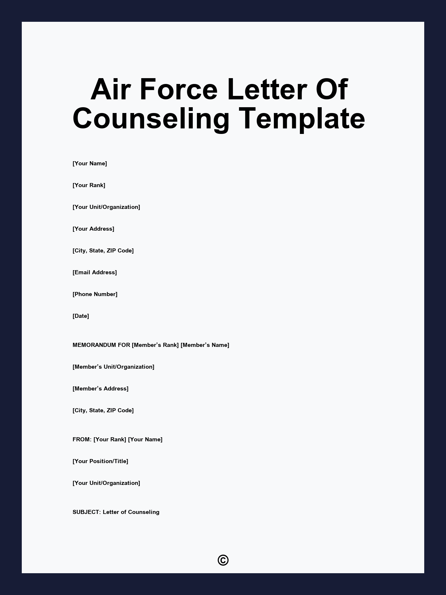 Air Force Letter Of Counseling Template