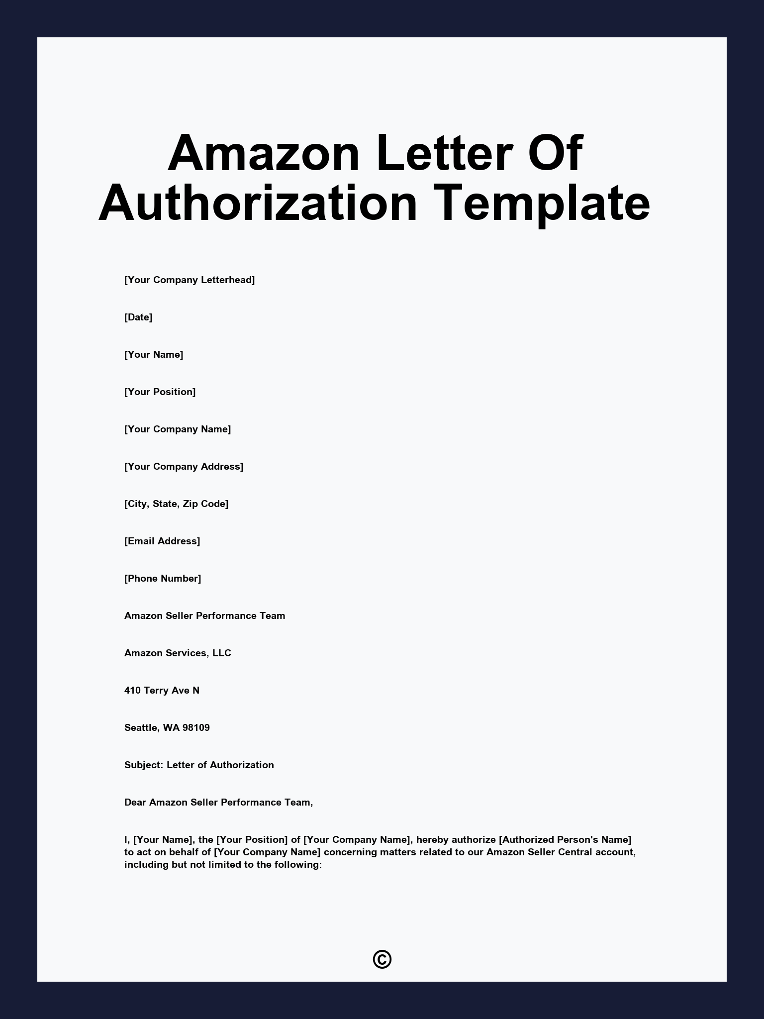 Amazon Letter Of Authorization Template