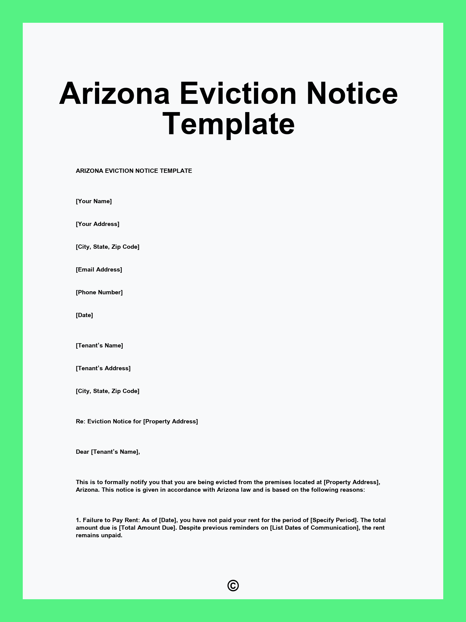 Arizona Eviction Notice Template