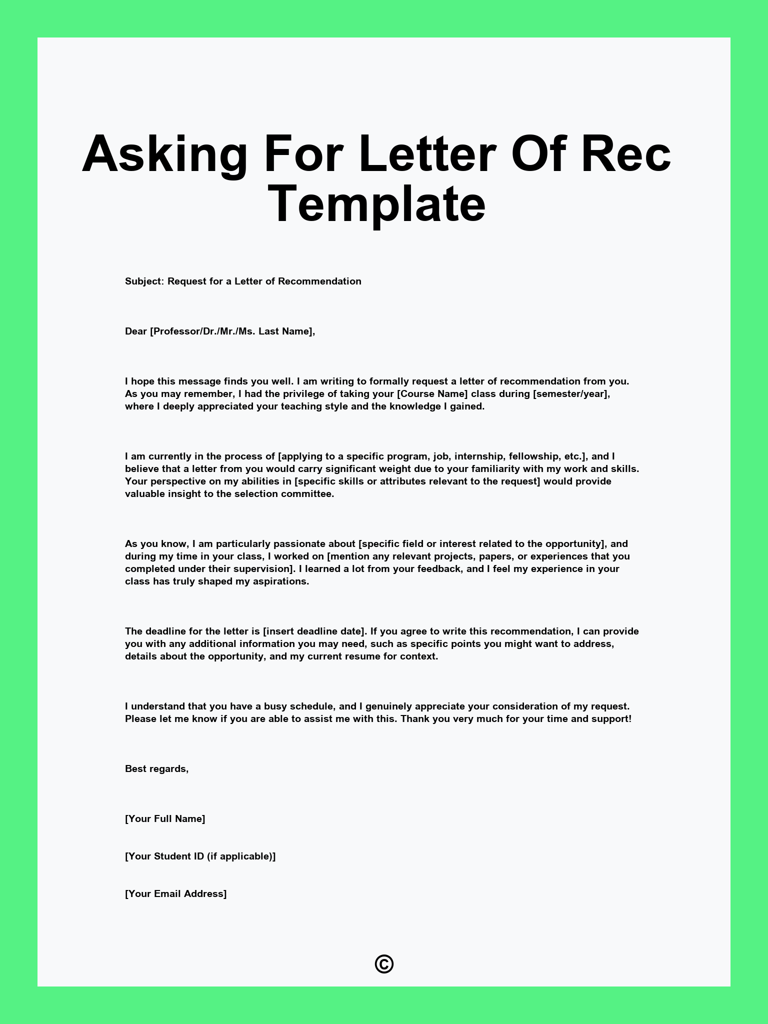 Asking For Letter Of Rec Template