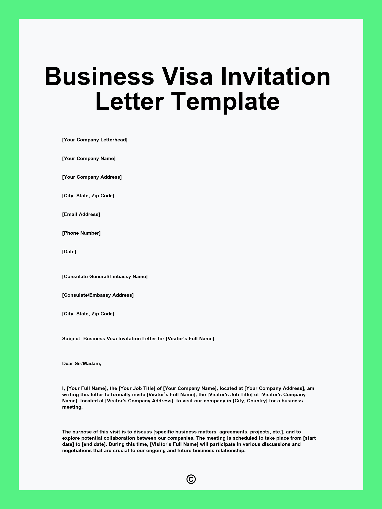 Business Visa Invitation Letter Template