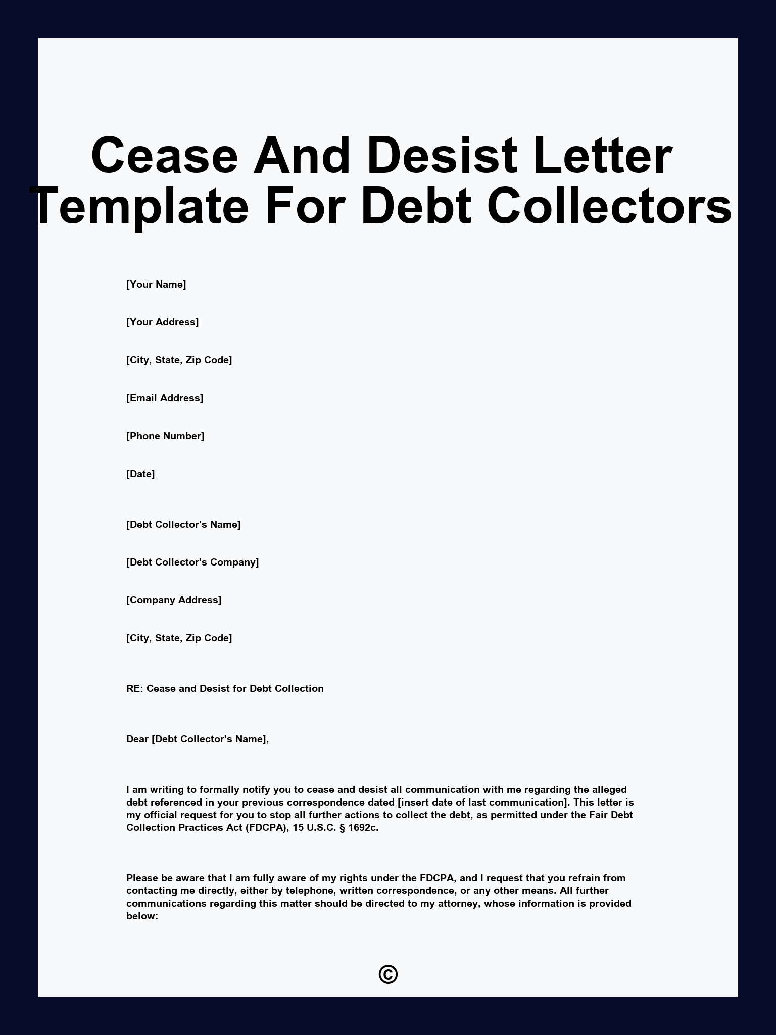 Cease And Desist Letter Template For Debt Collectors