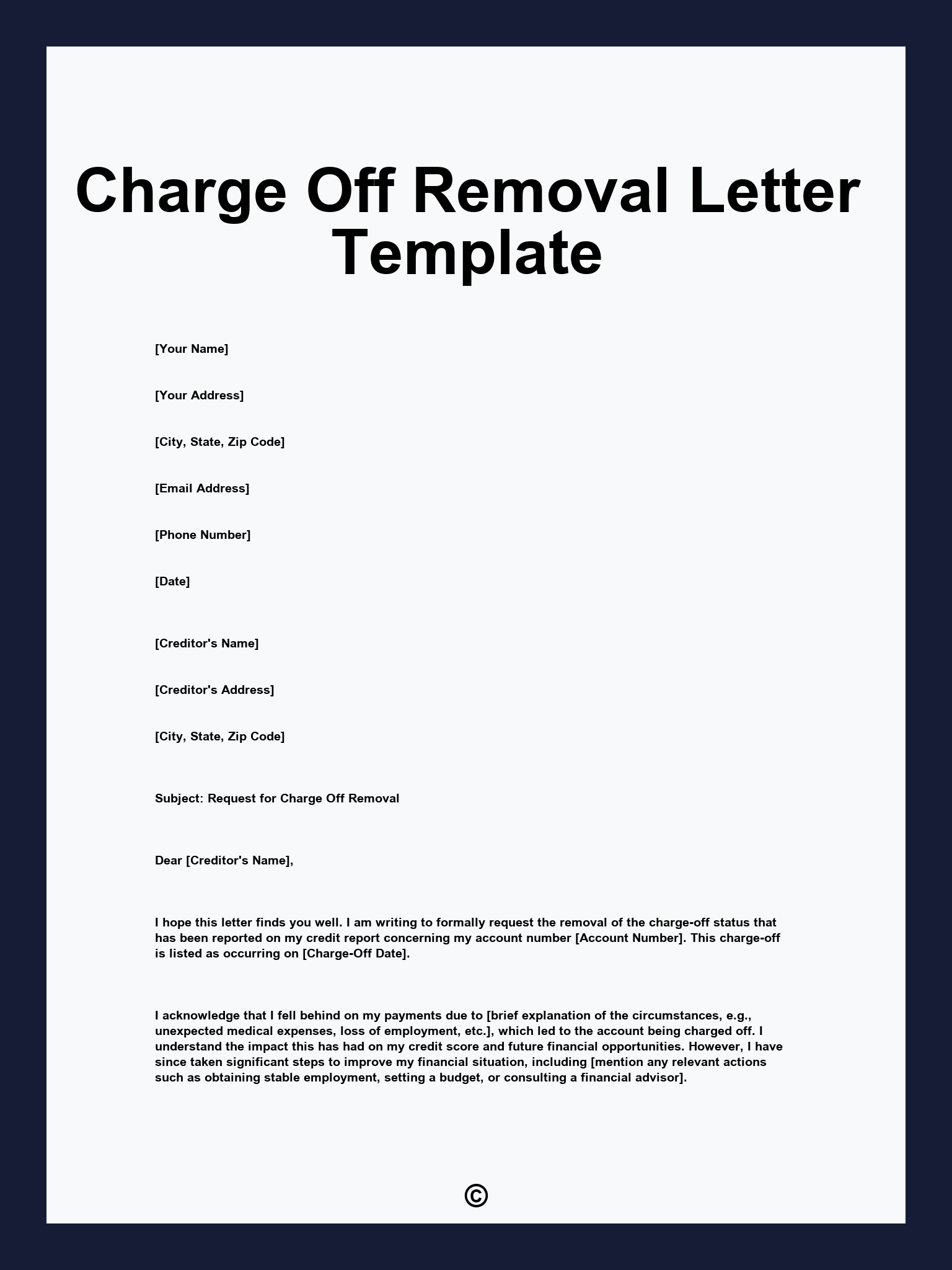 Charge Off Removal Letter Template