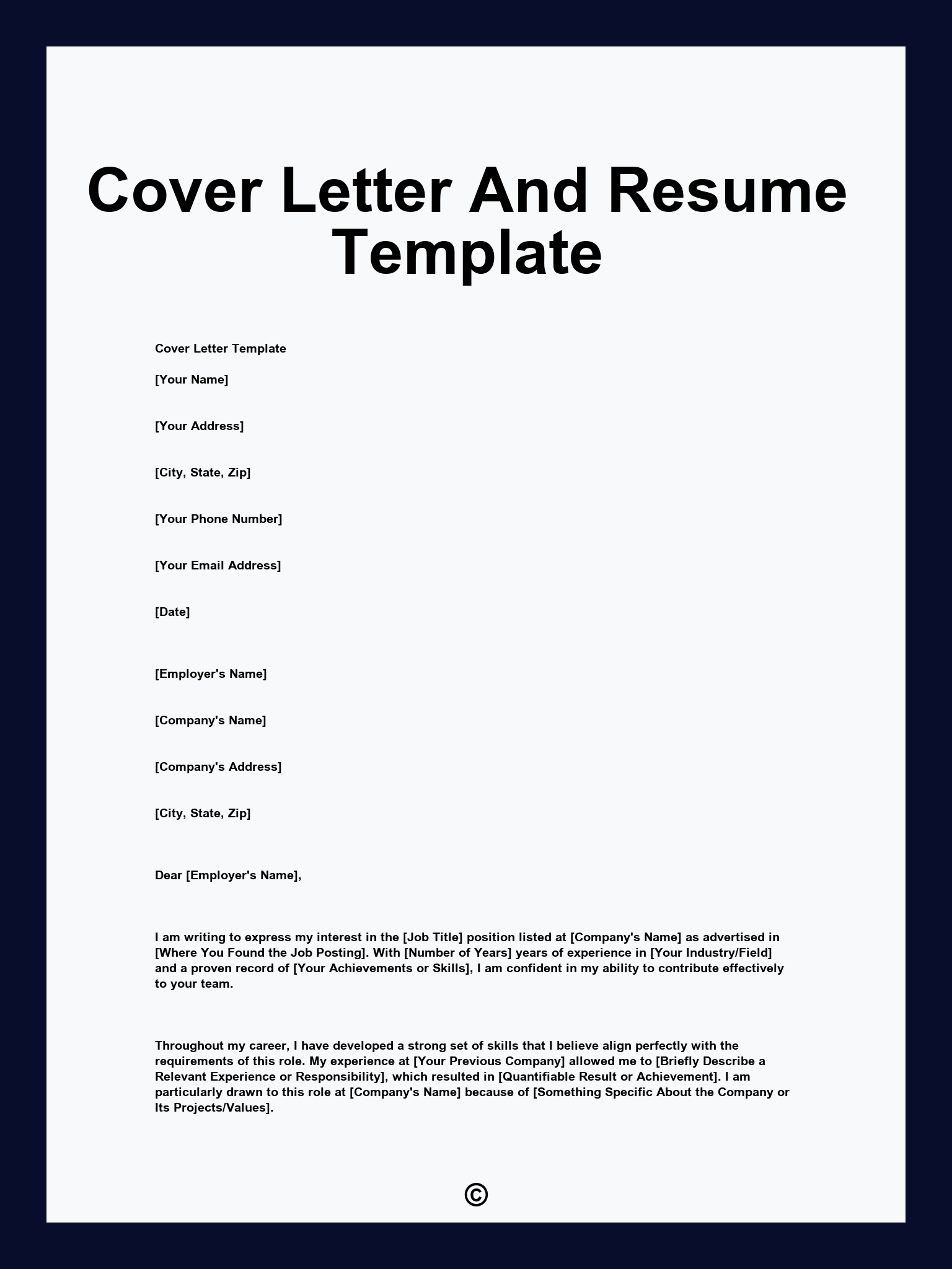 Cover Letter And Resume Template