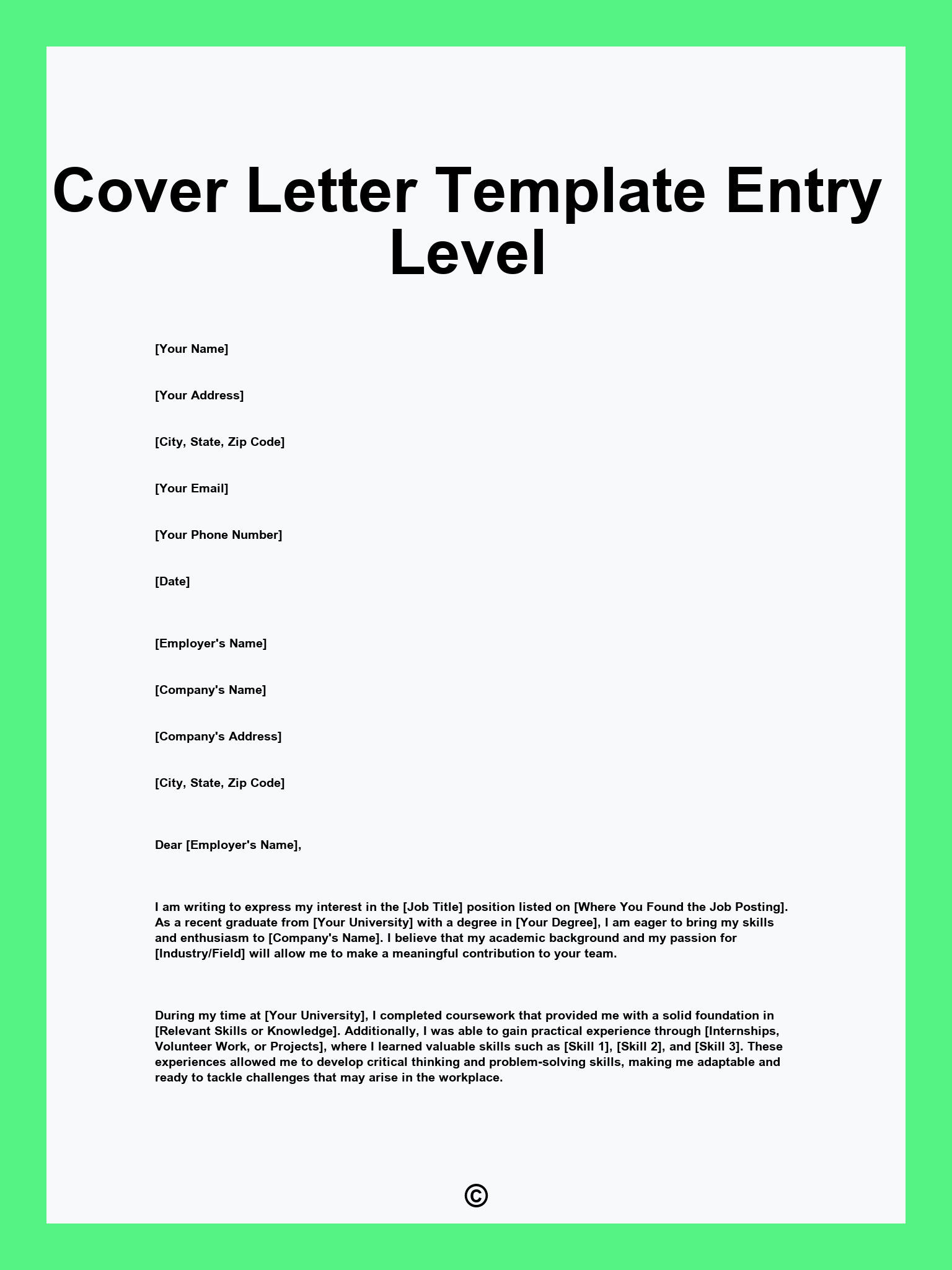 Cover Letter Template Entry Level