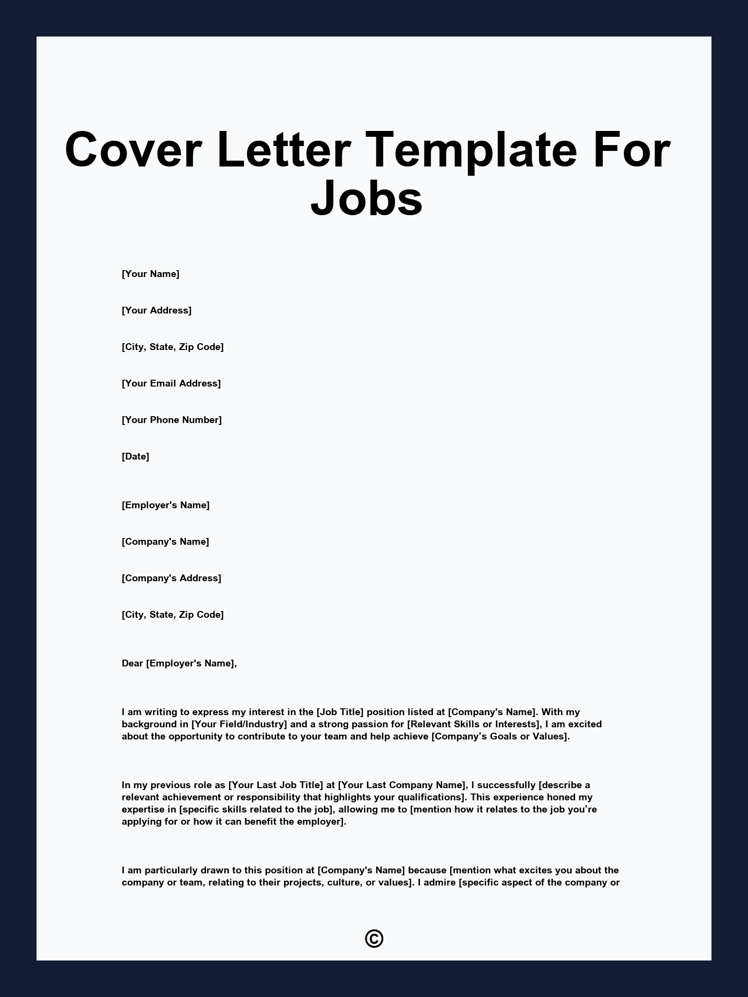 Cover Letter Template For Jobs