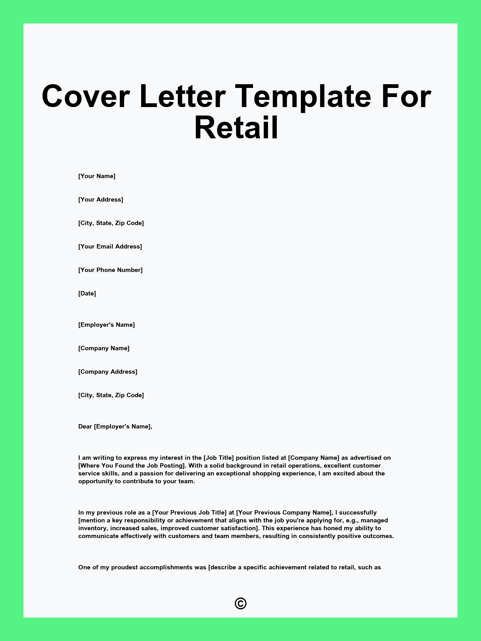 Cover Letter Template For Retail