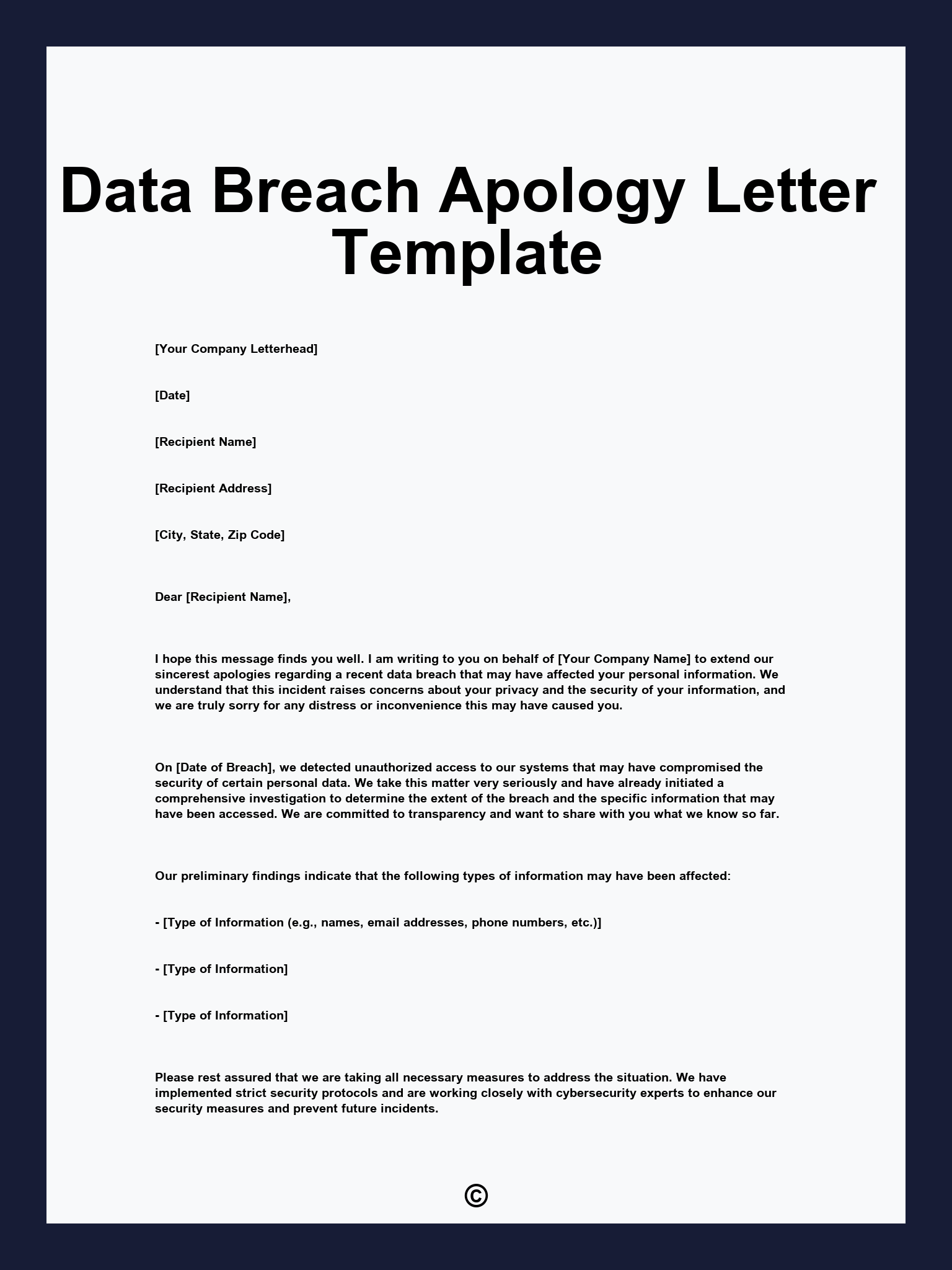 Data Breach Apology Letter Template