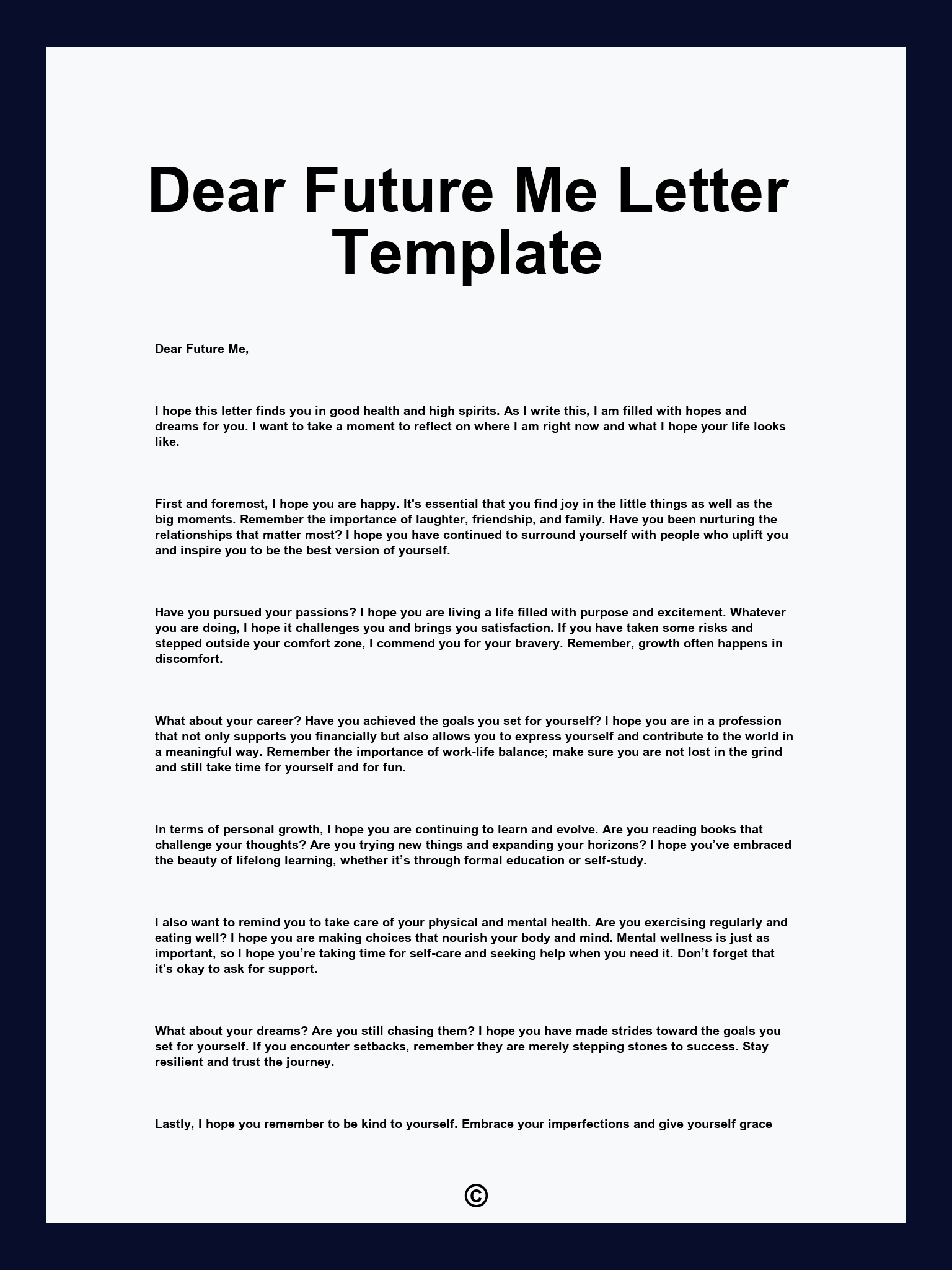 Dear Future Me Letter Template