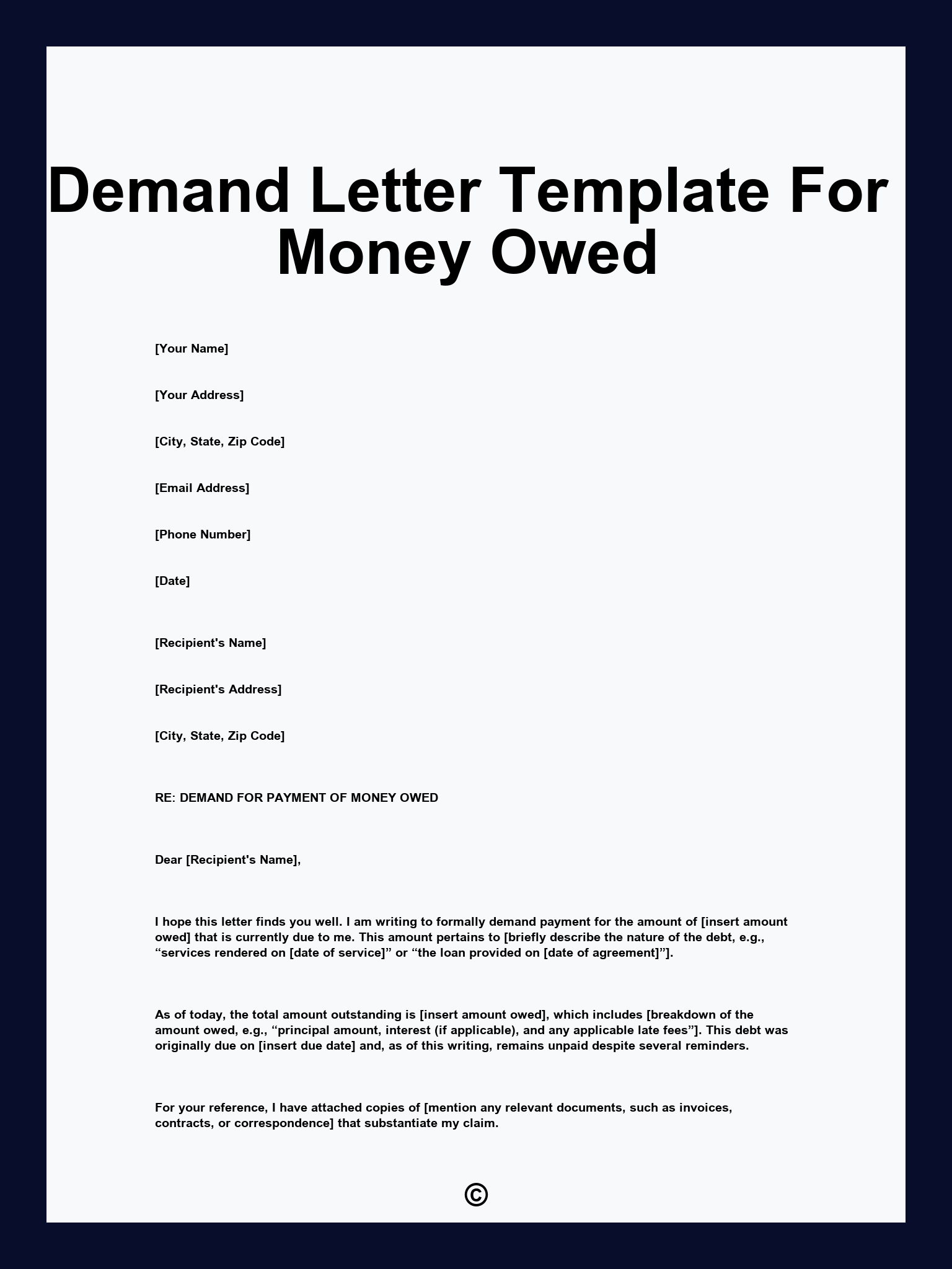Demand Letter Template For Money Owed
