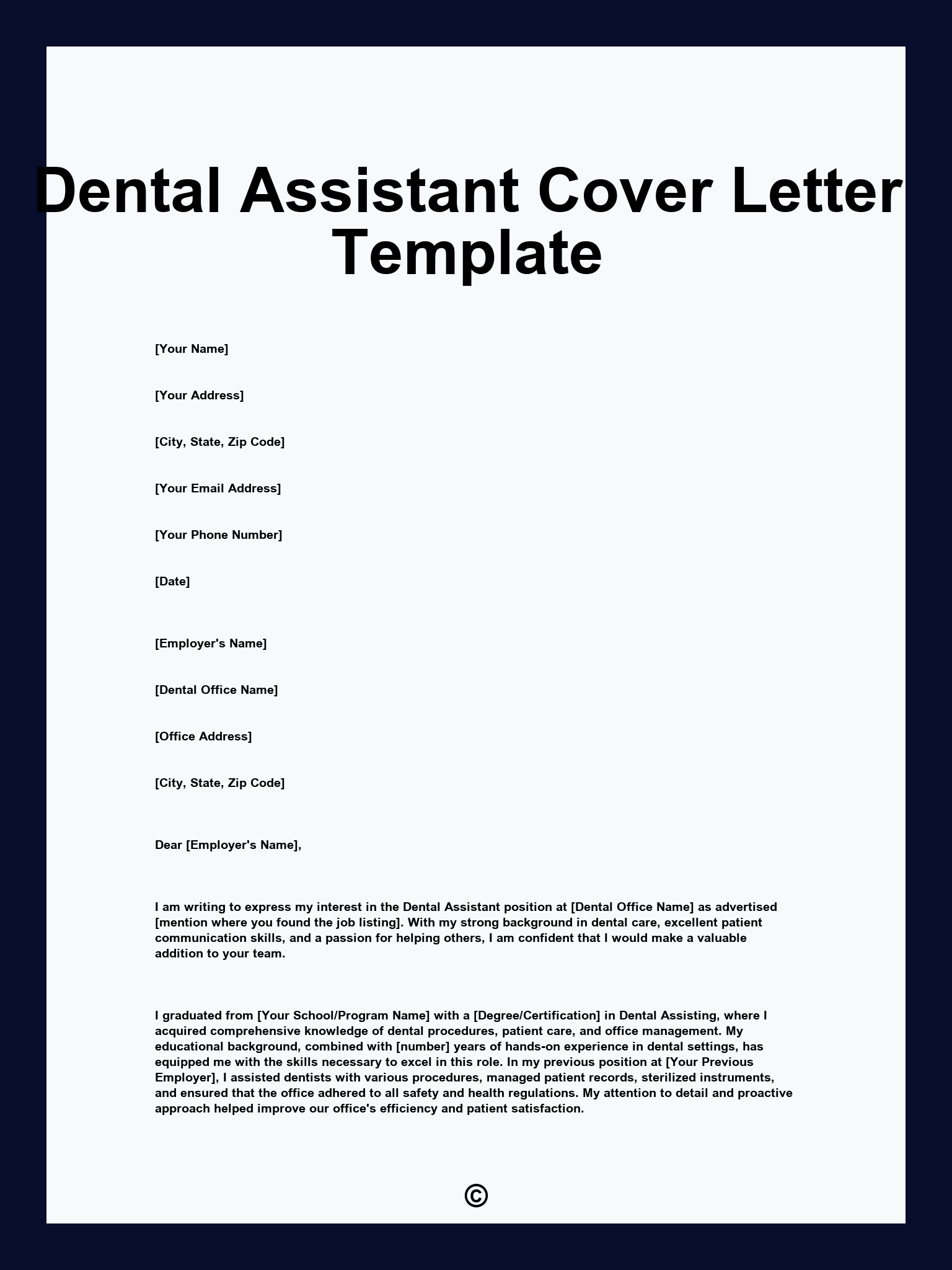 Dental Assistant Cover Letter Template