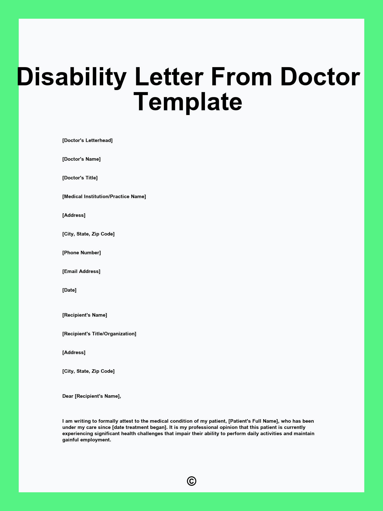 Disability Letter From Doctor Template
