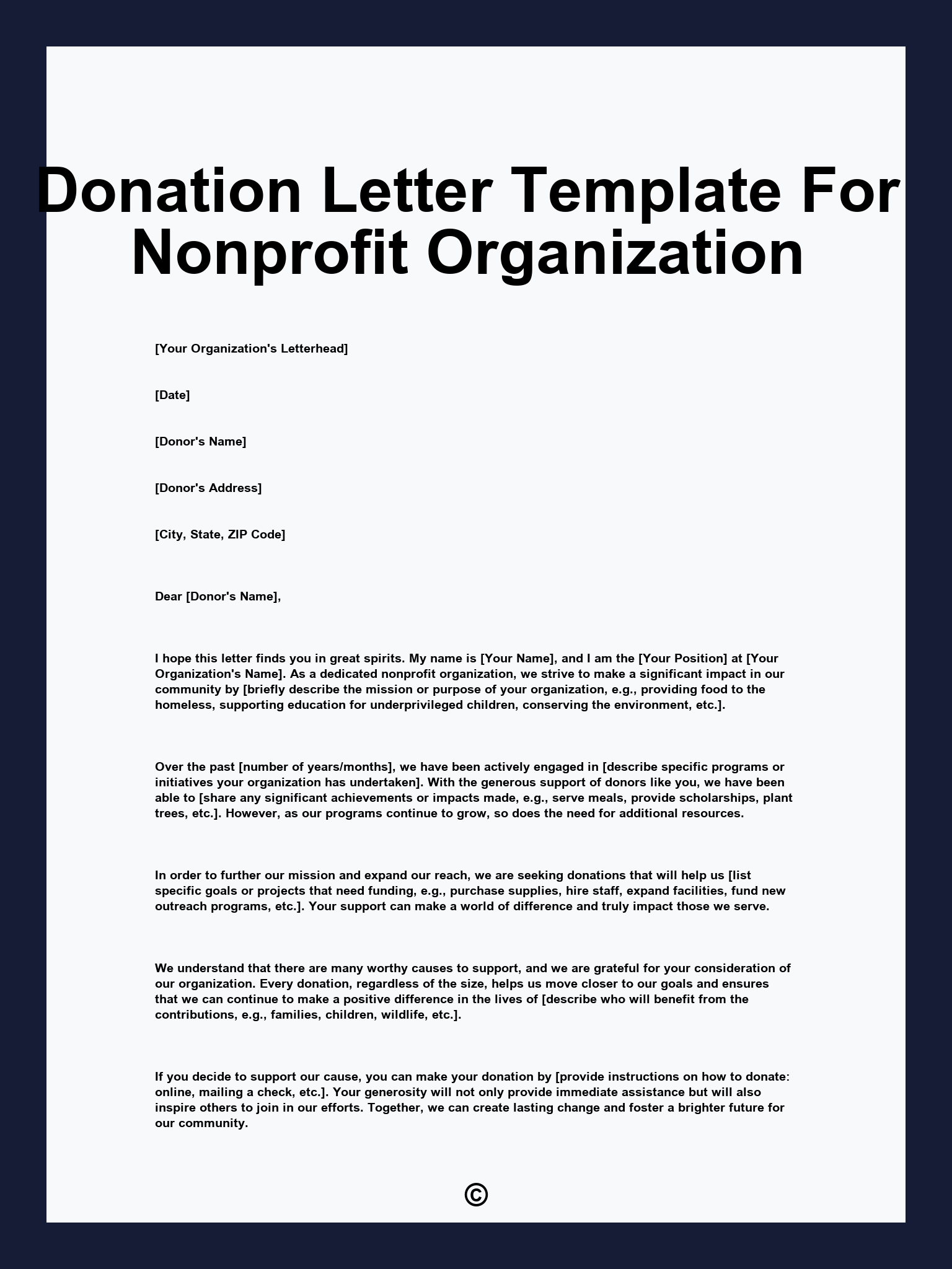 Donation Letter Template For Nonprofit Organization