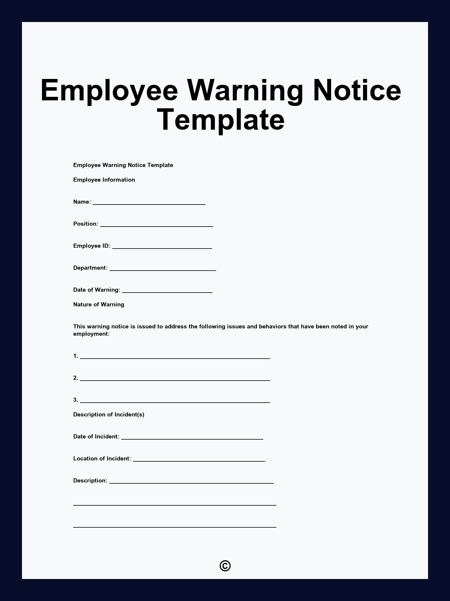 Employee Warning Notice Template