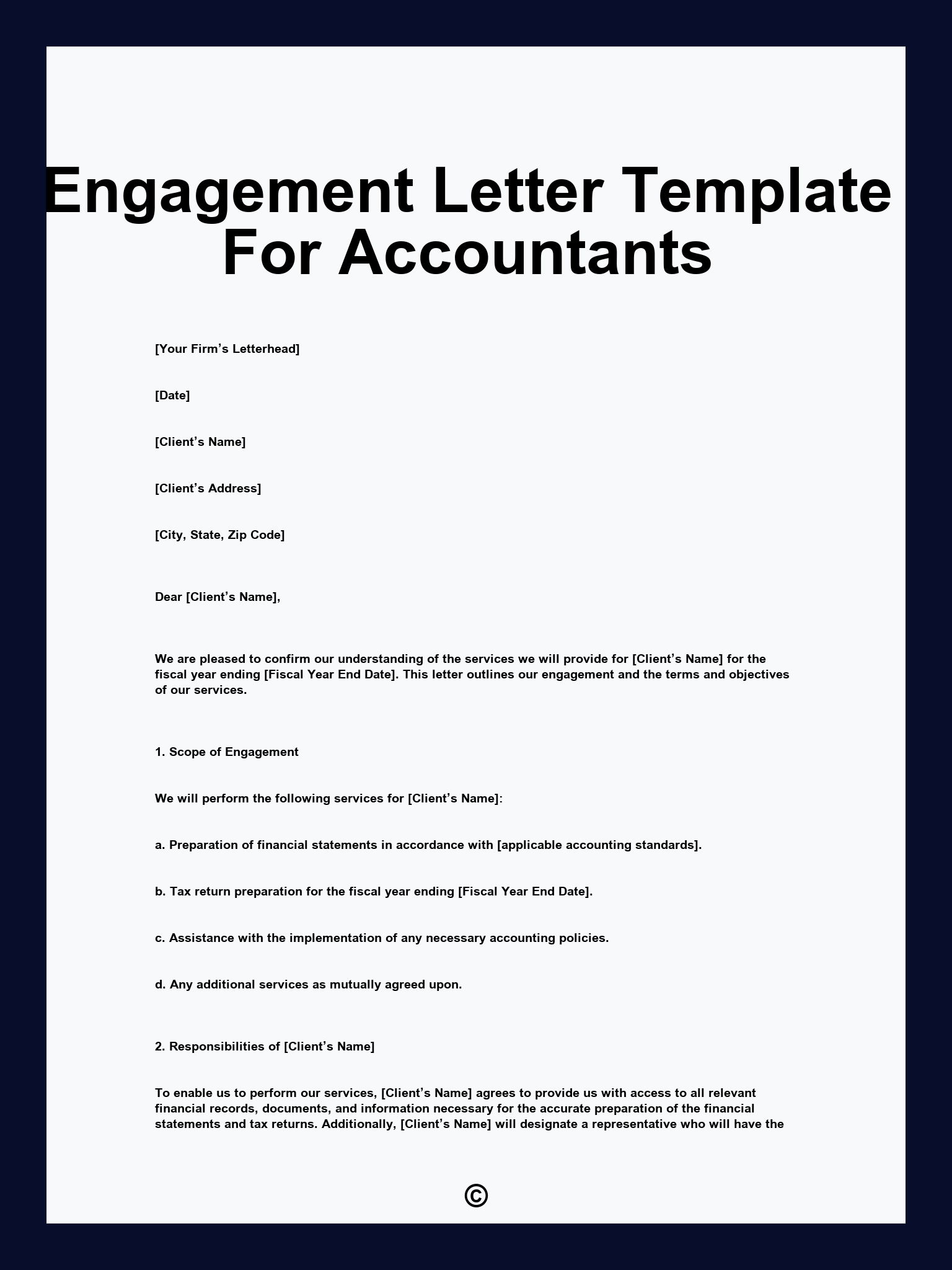 Engagement Letter Template For Accountants