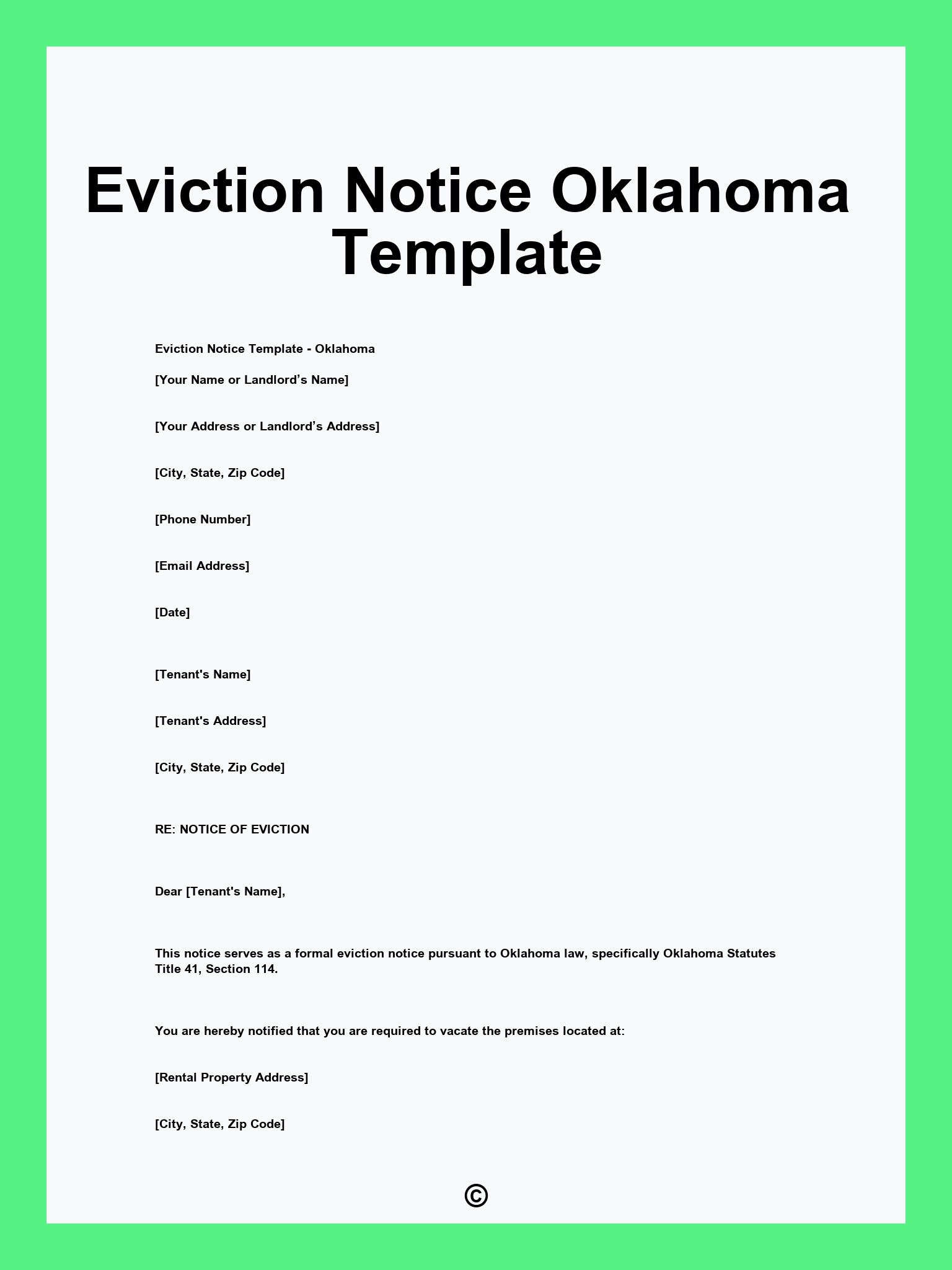 Eviction Notice Oklahoma Template