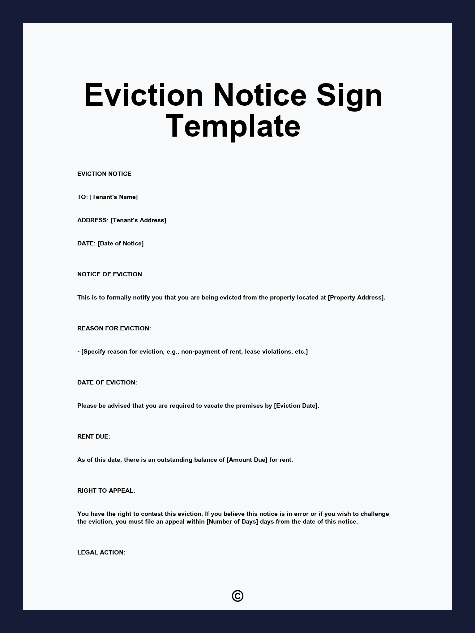 Eviction Notice Sign Template