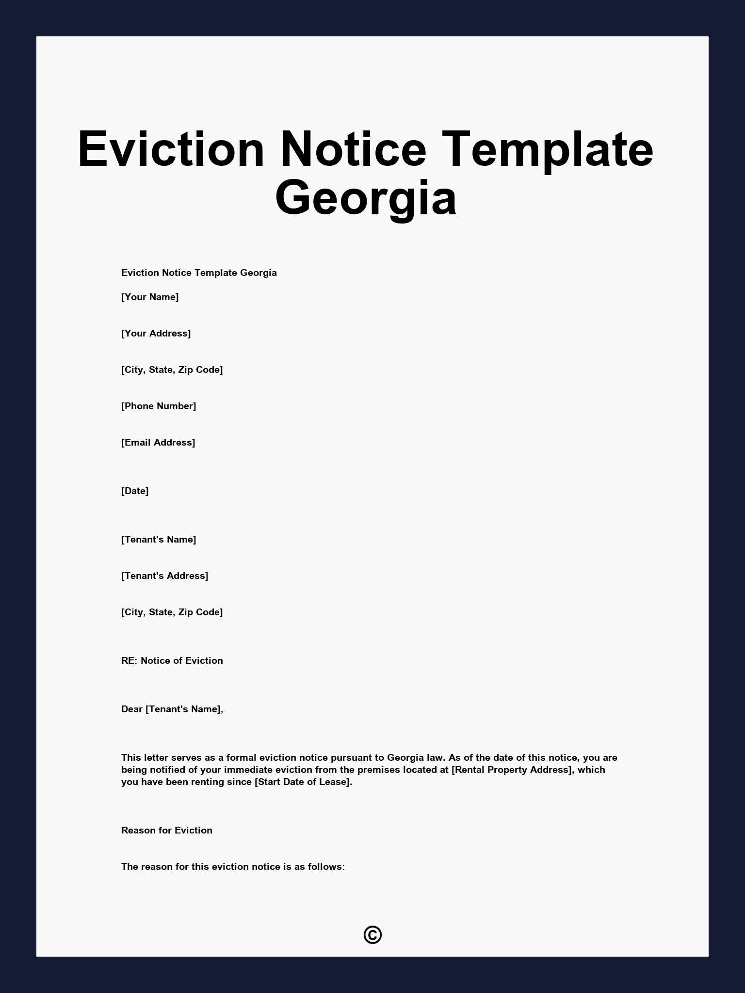 Eviction Notice Template Georgia
