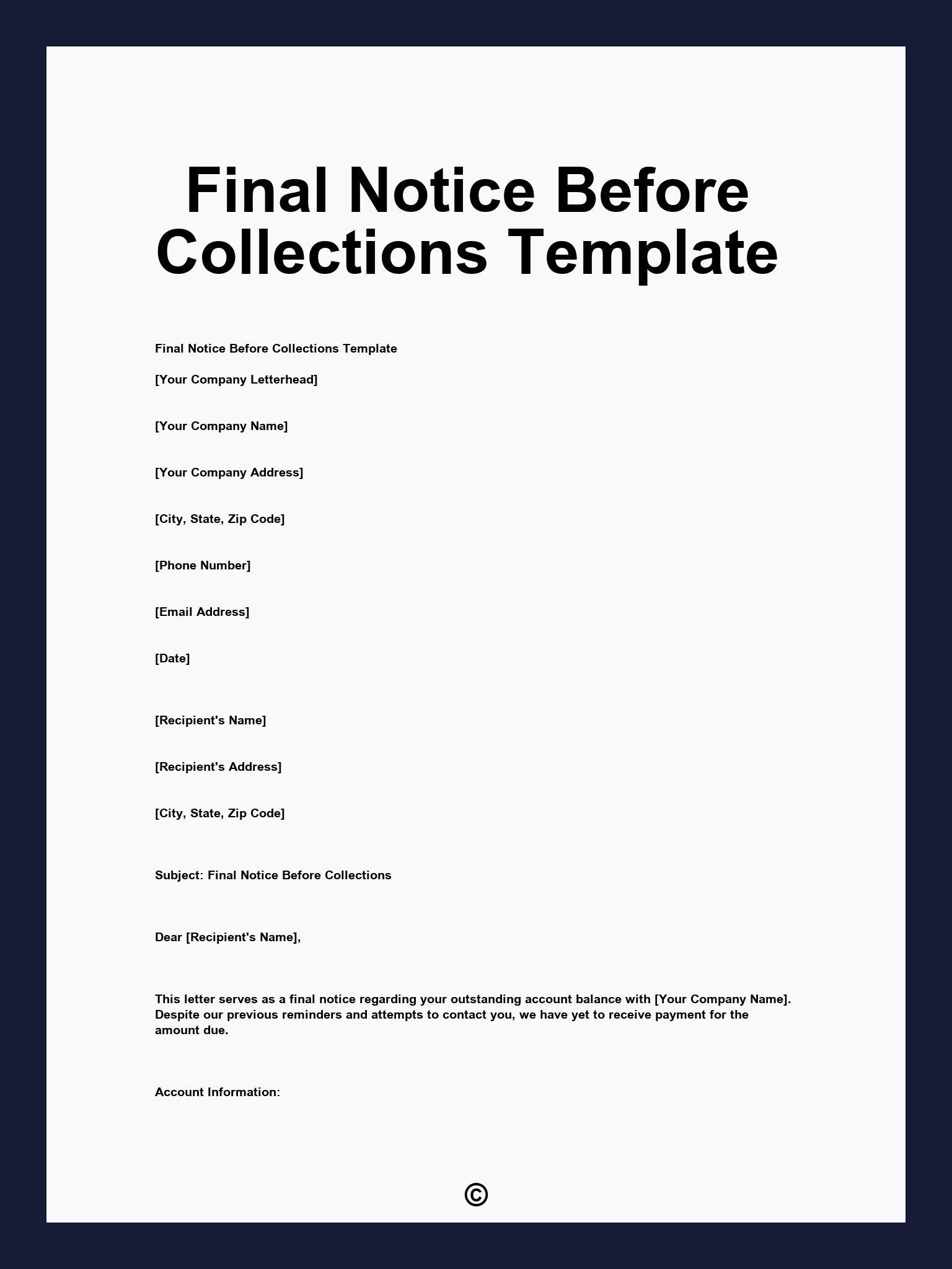 Final Notice Before Collections Template