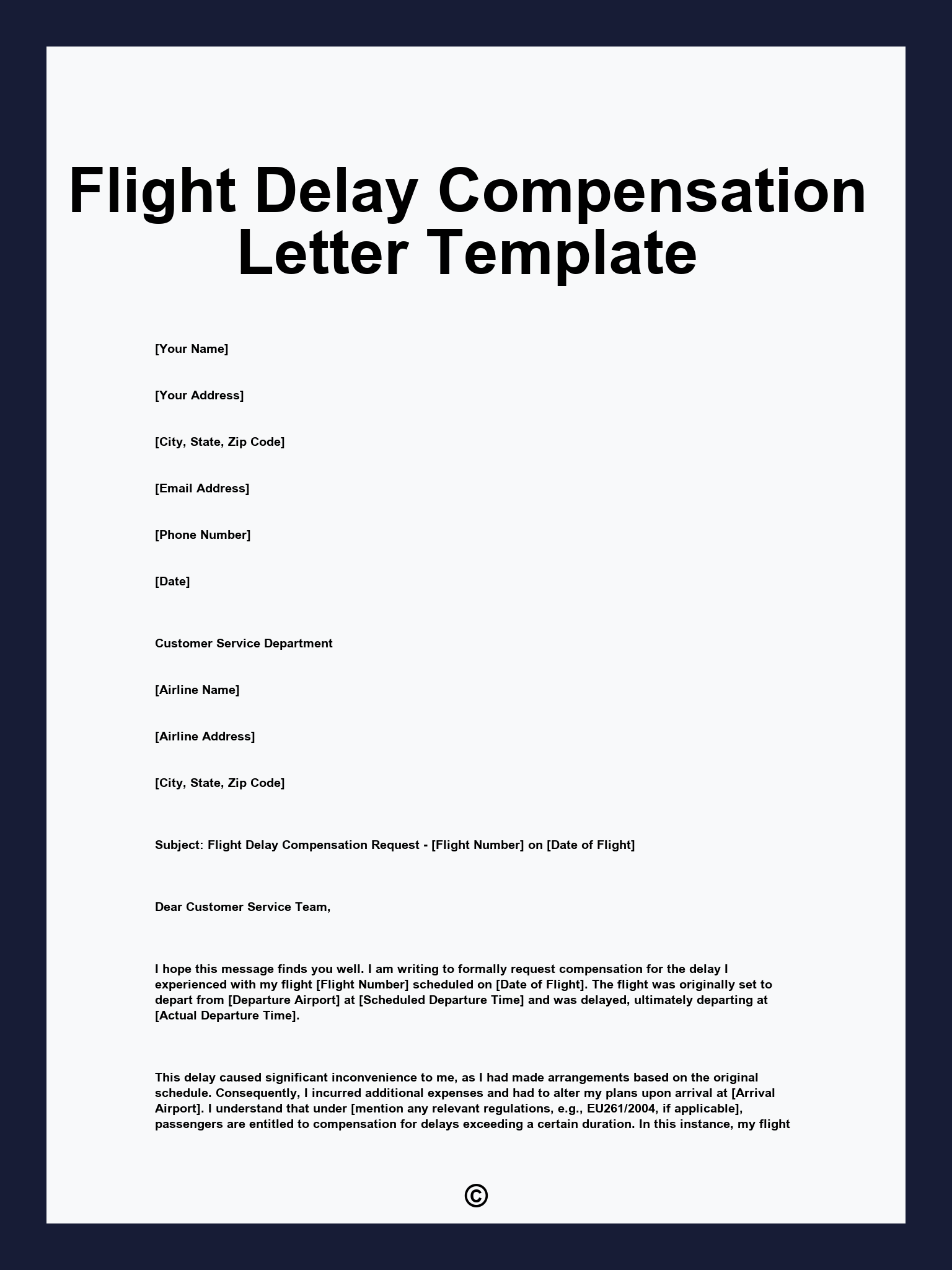 Flight Delay Compensation Letter Template