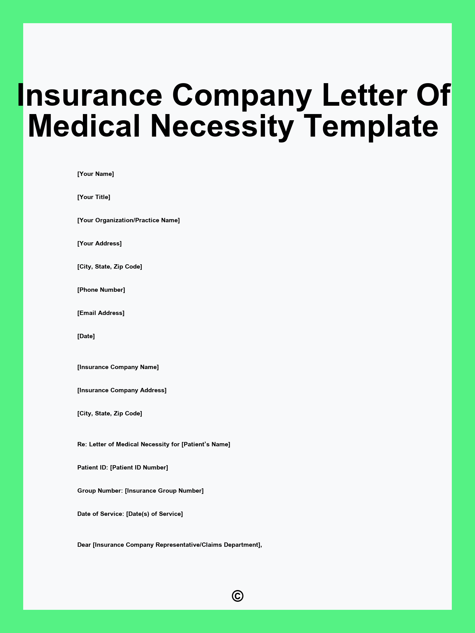 Insurance Company Letter Of Medical Necessity Template