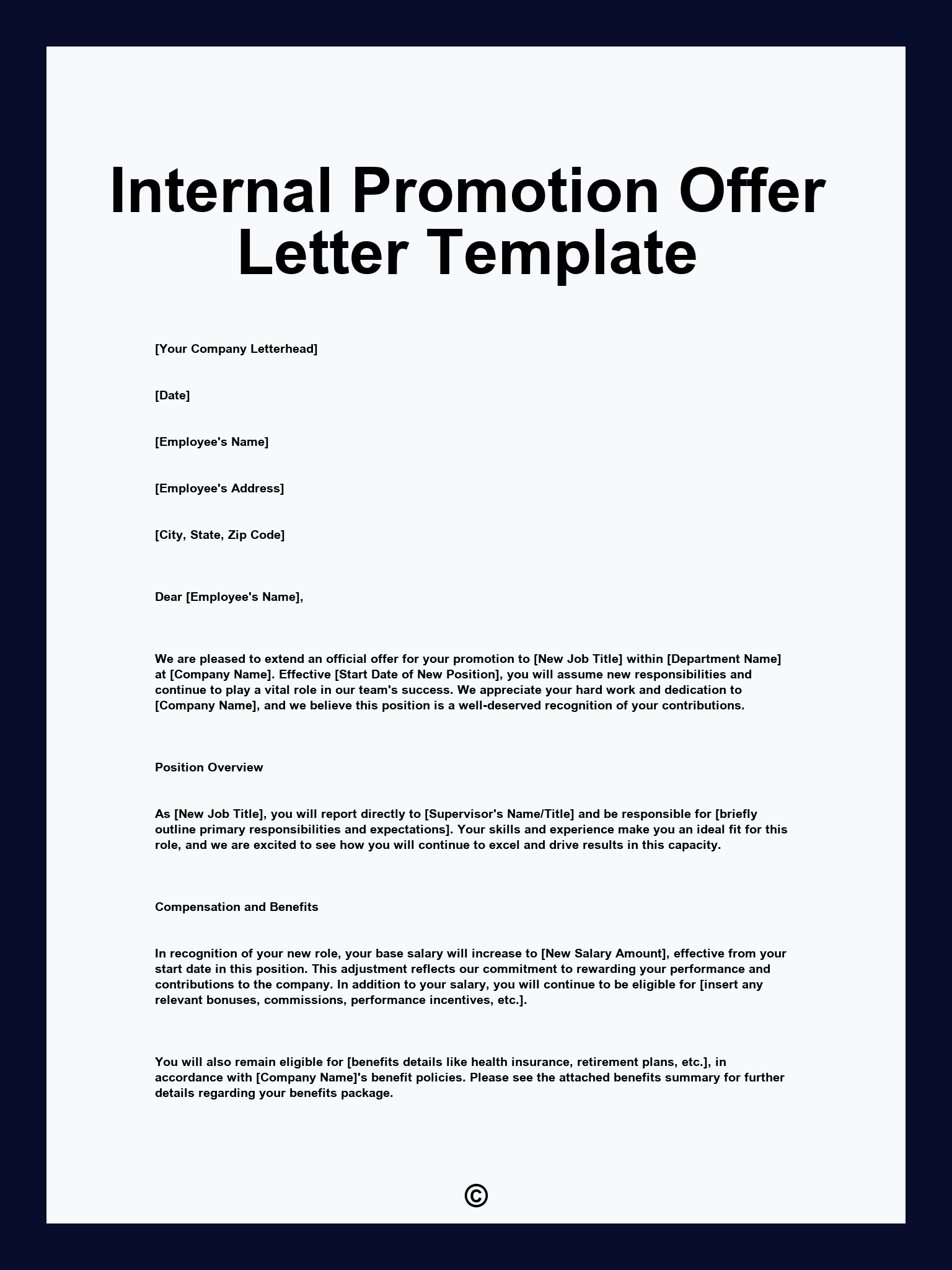 Internal Promotion Offer Letter Template