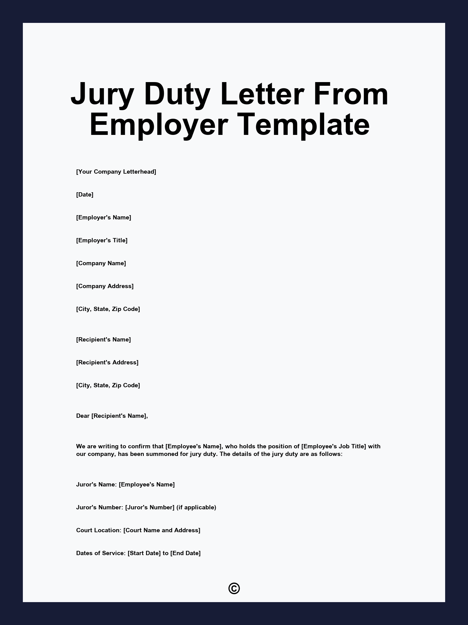 Jury Duty Letter From Employer Template