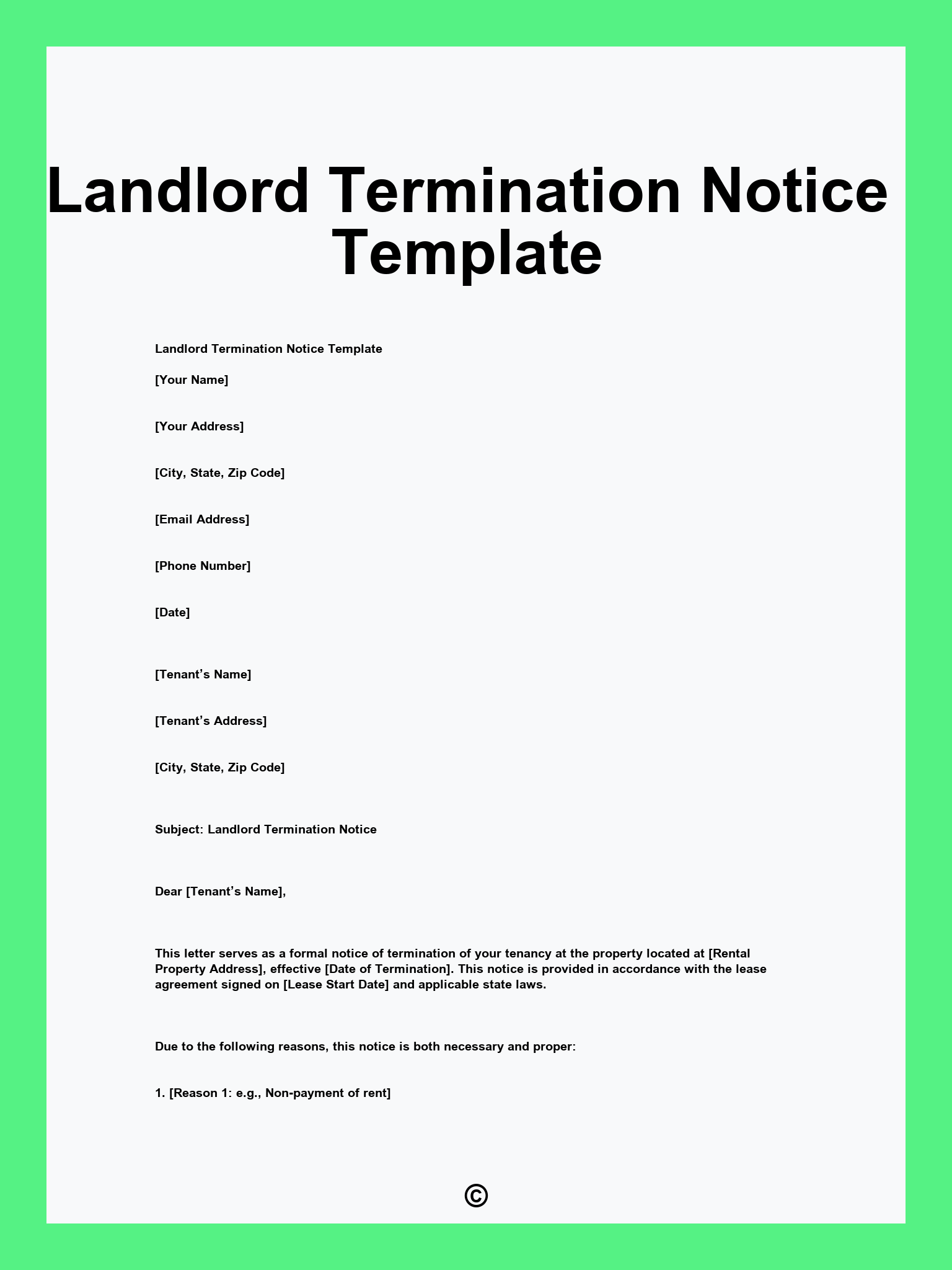 Landlord Termination Notice Template