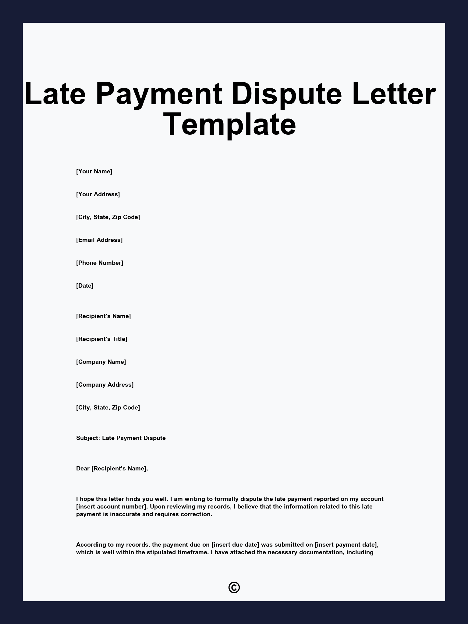 Late Payment Dispute Letter Template