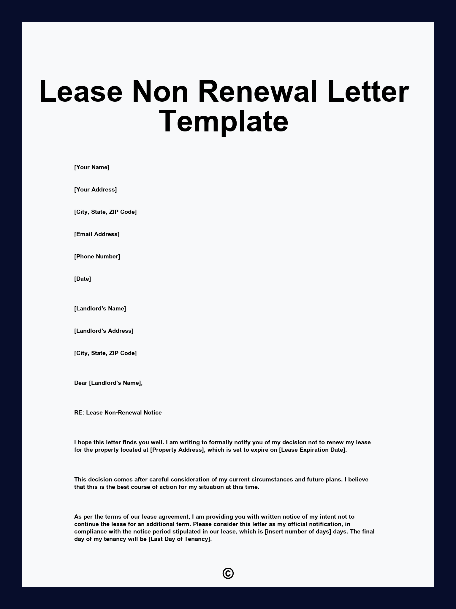 Lease Non Renewal Letter Template