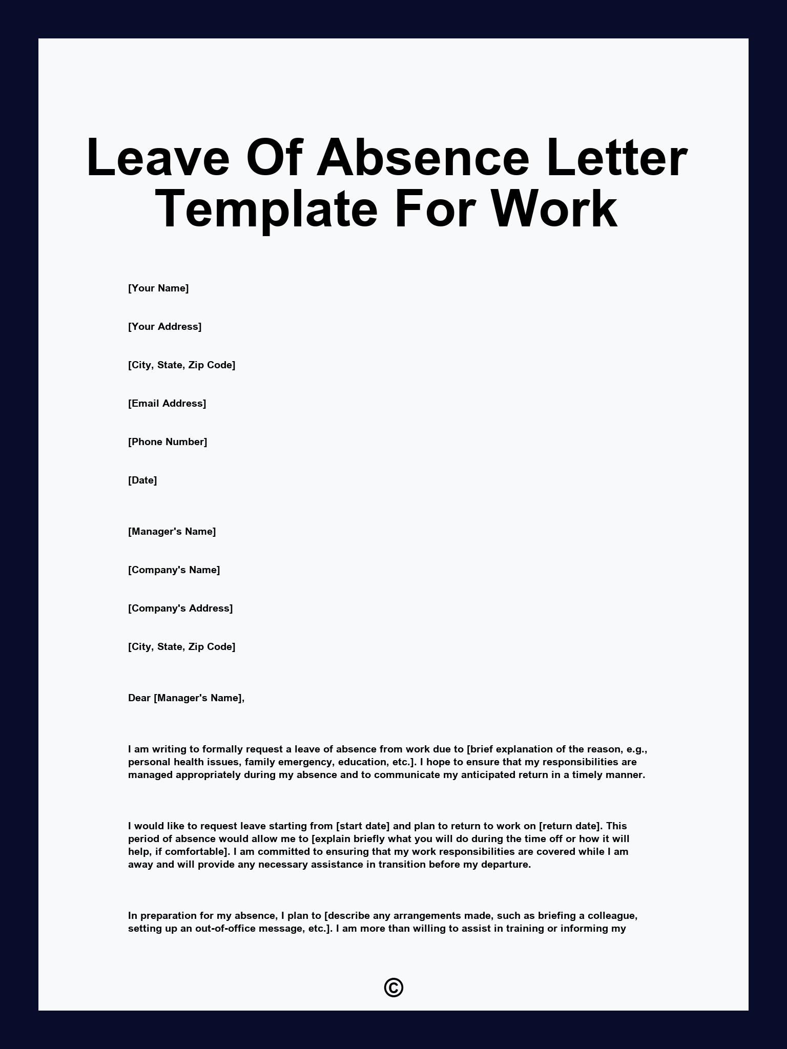 Leave Of Absence Letter Template For Work