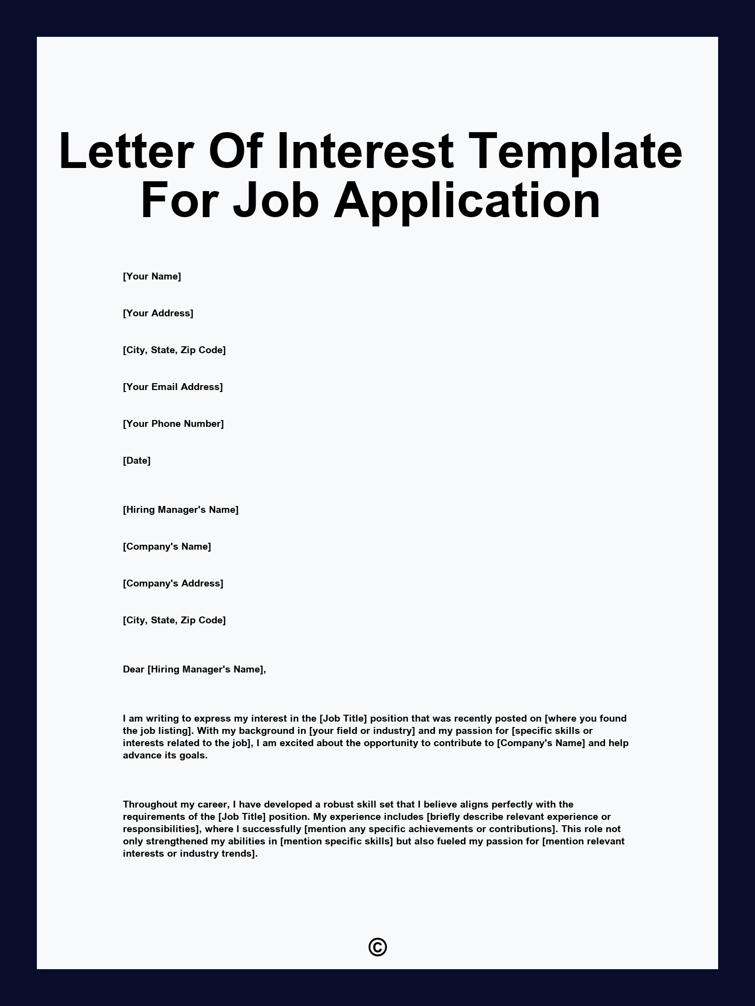 Letter Of Interest Template For Job Application