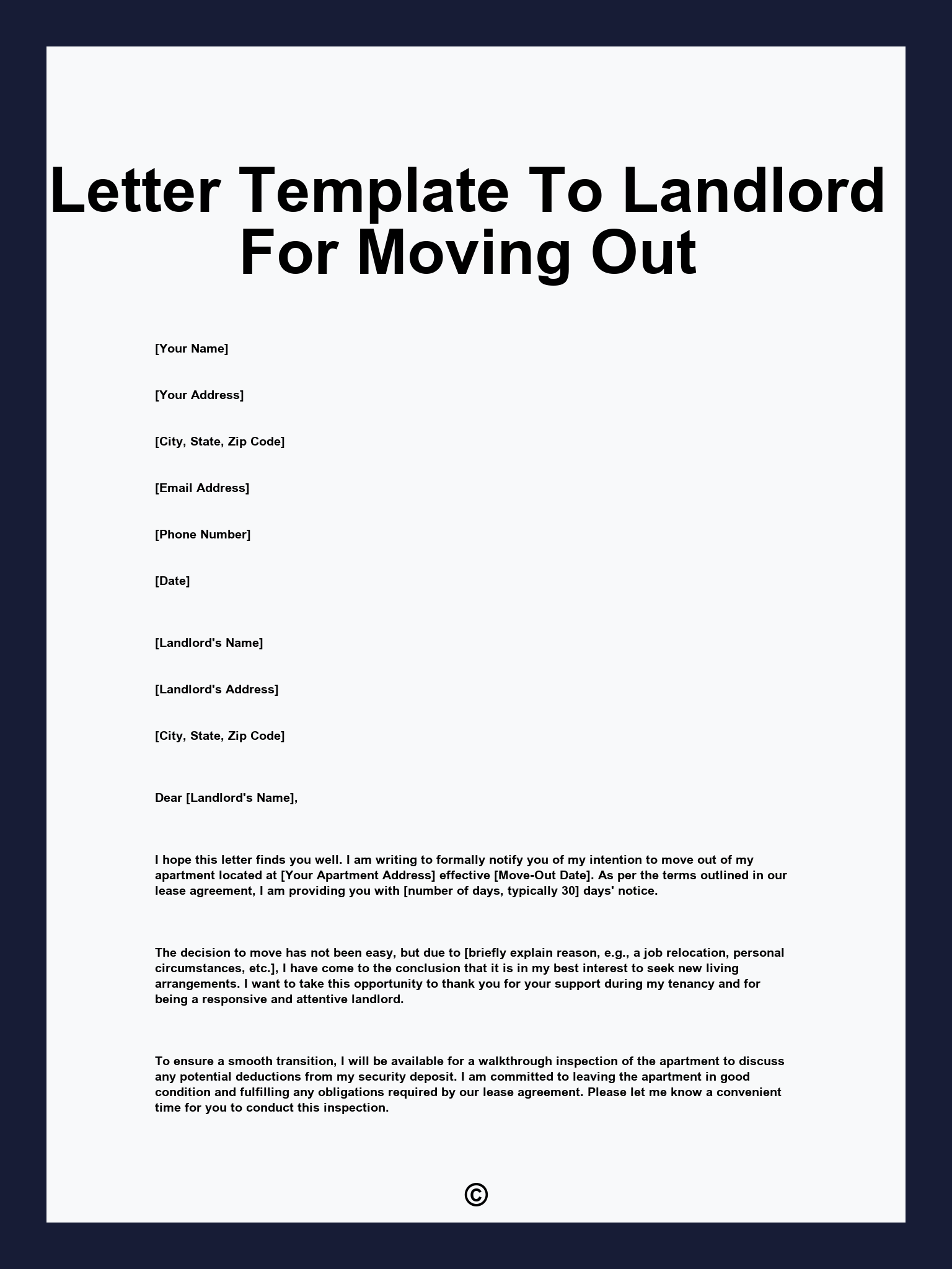 Letter Template To Landlord For Moving Out