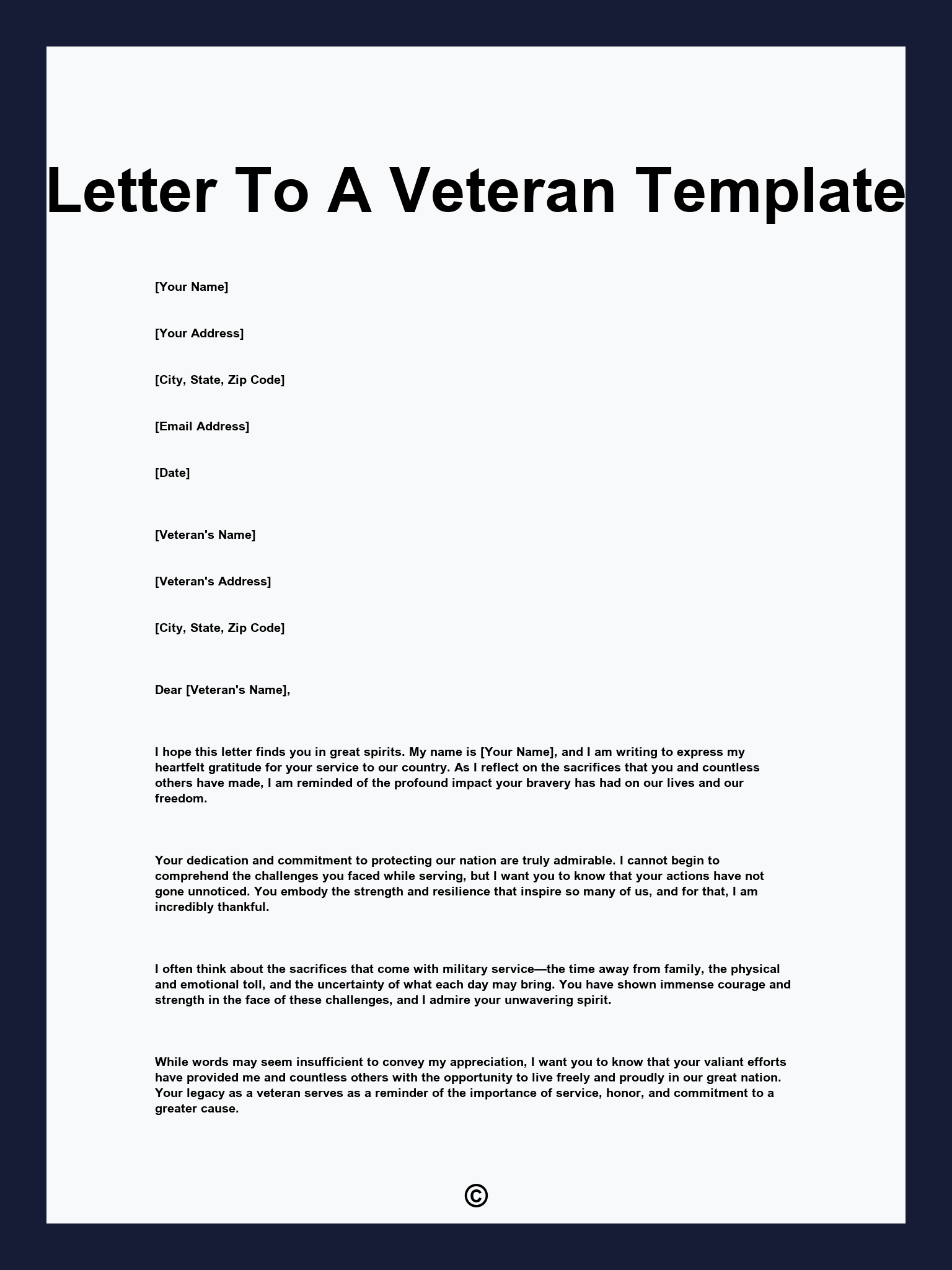 Letter To A Veteran Template