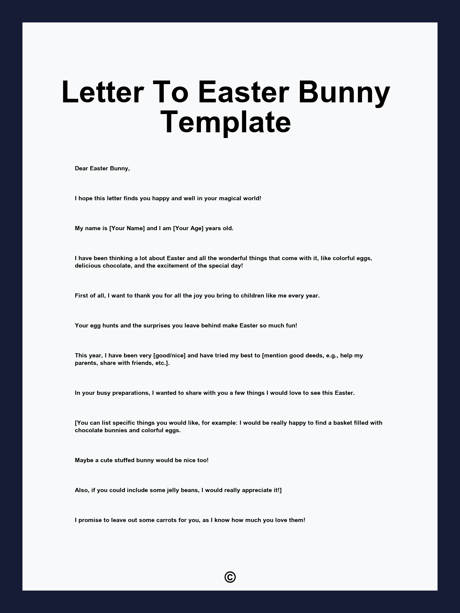 Letter To Easter Bunny Template