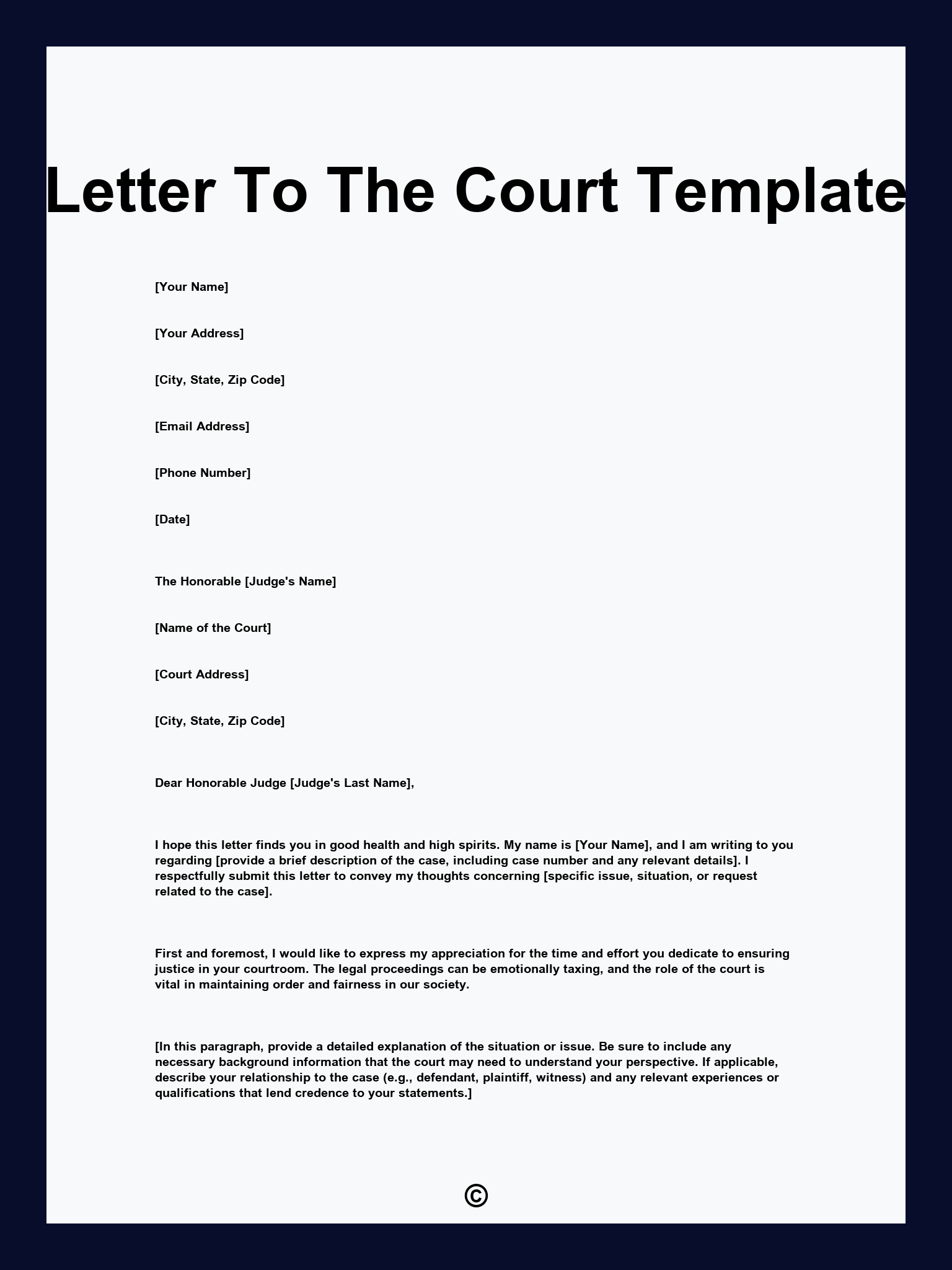 Letter To The Court Template
