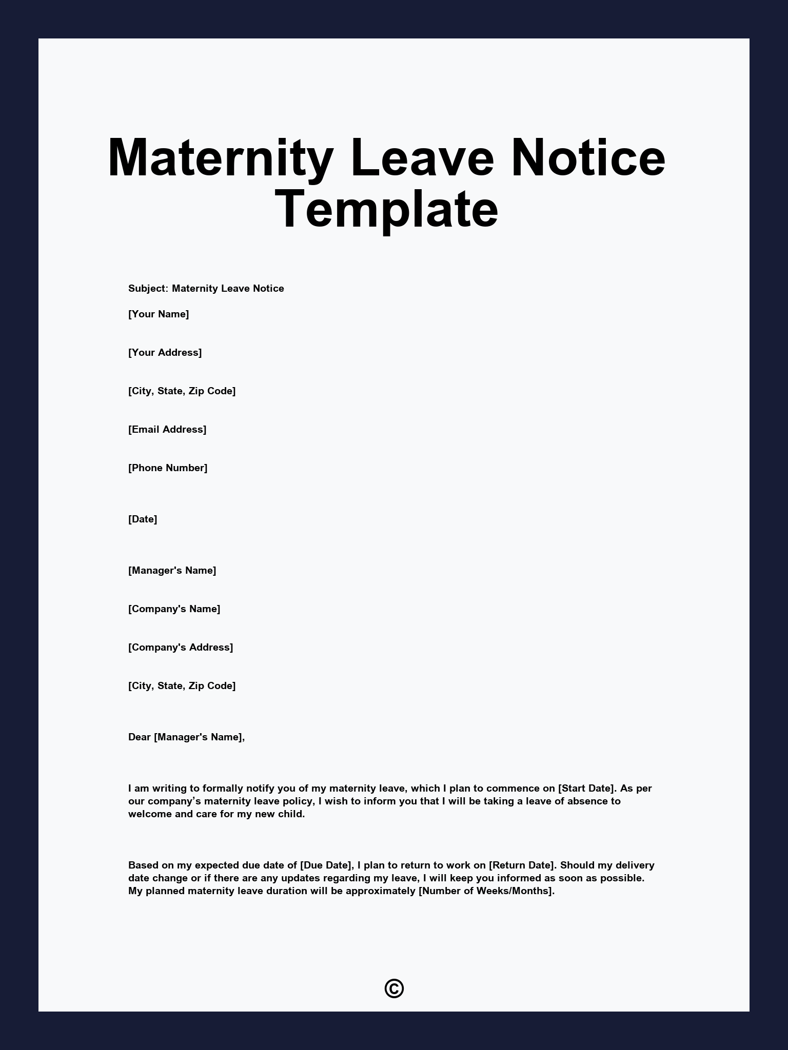 Maternity Leave Notice Template