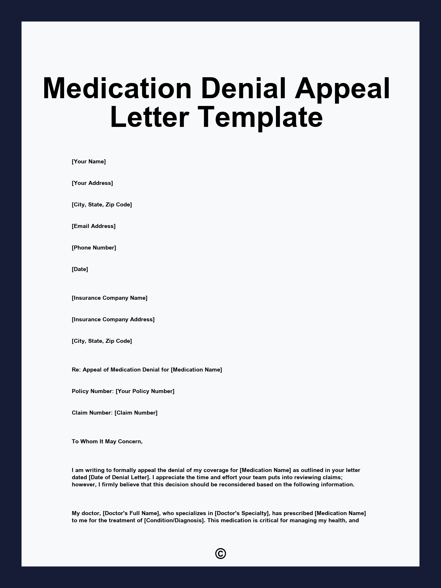 Medication Denial Appeal Letter Template