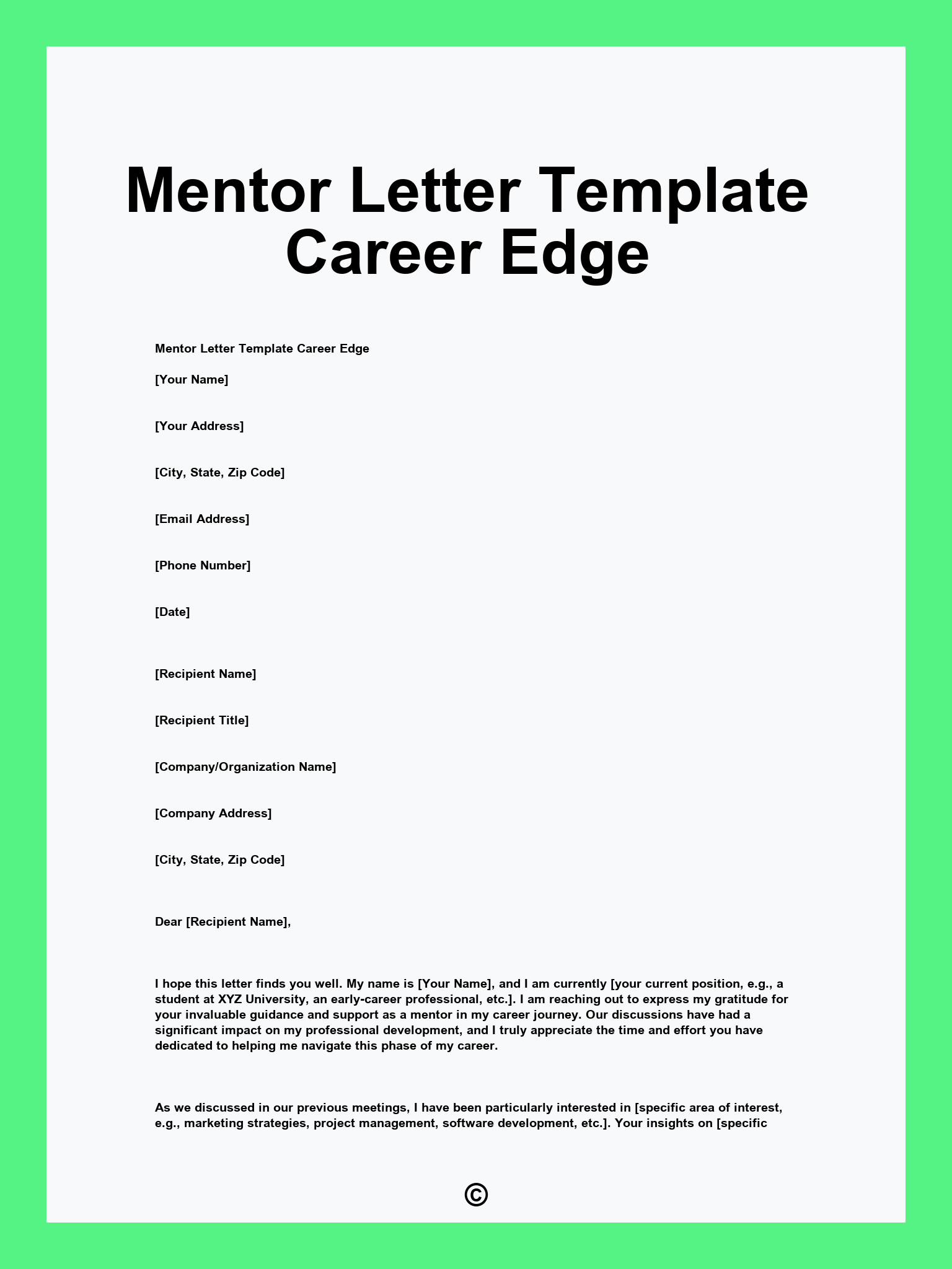 Mentor Letter Template Career Edge