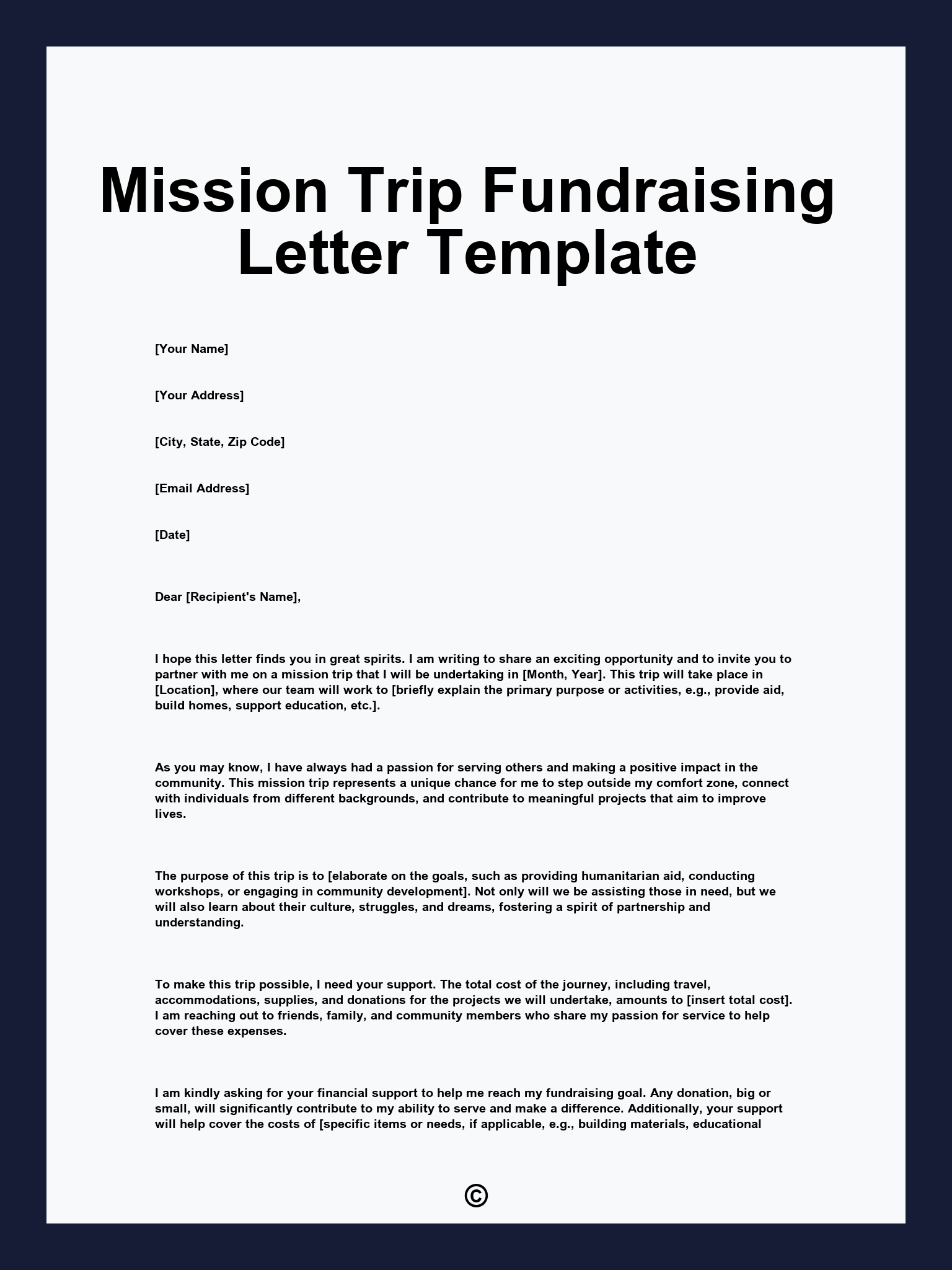 Mission Trip Fundraising Letter Template