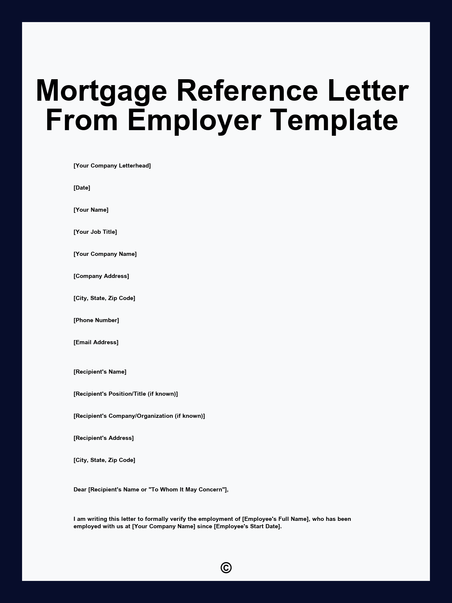 Mortgage Reference Letter From Employer Template