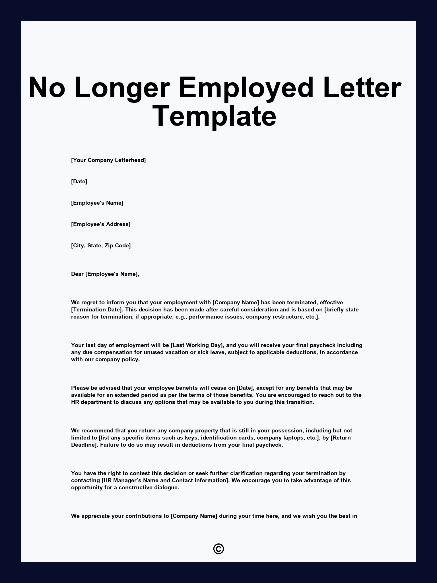 No Longer Employed Letter Template