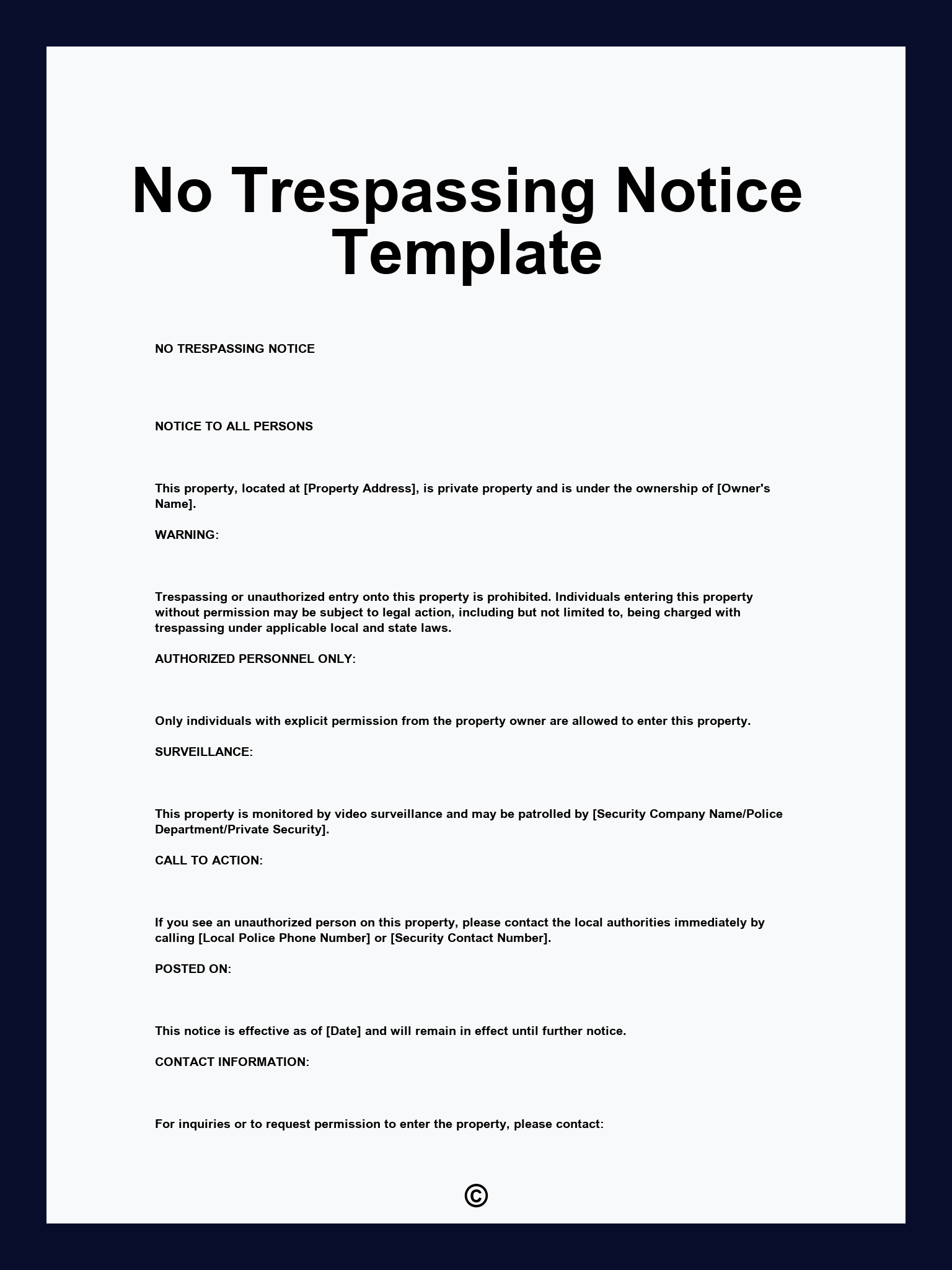 No Trespassing Notice Template