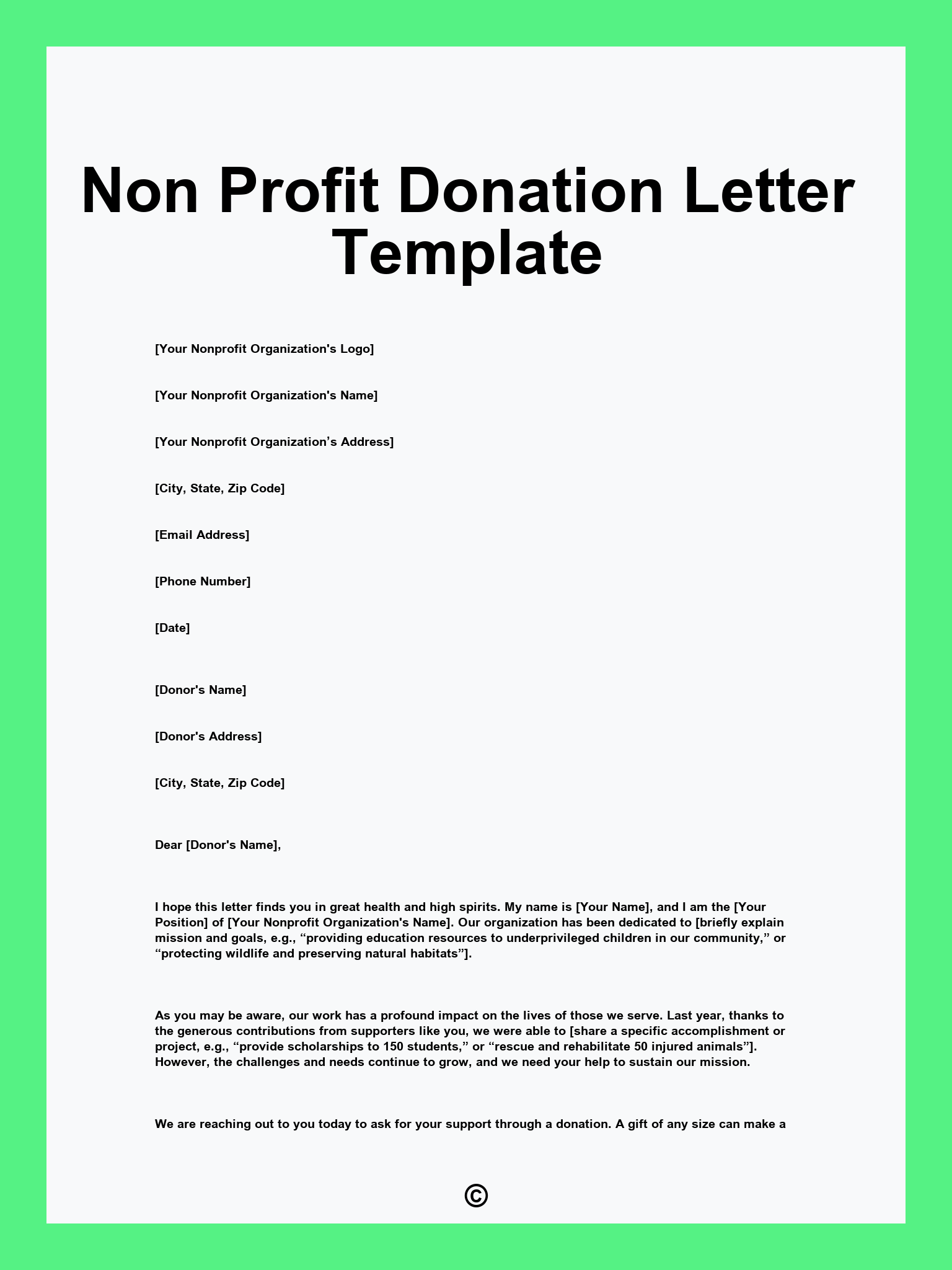 Non Profit Donation Letter Template