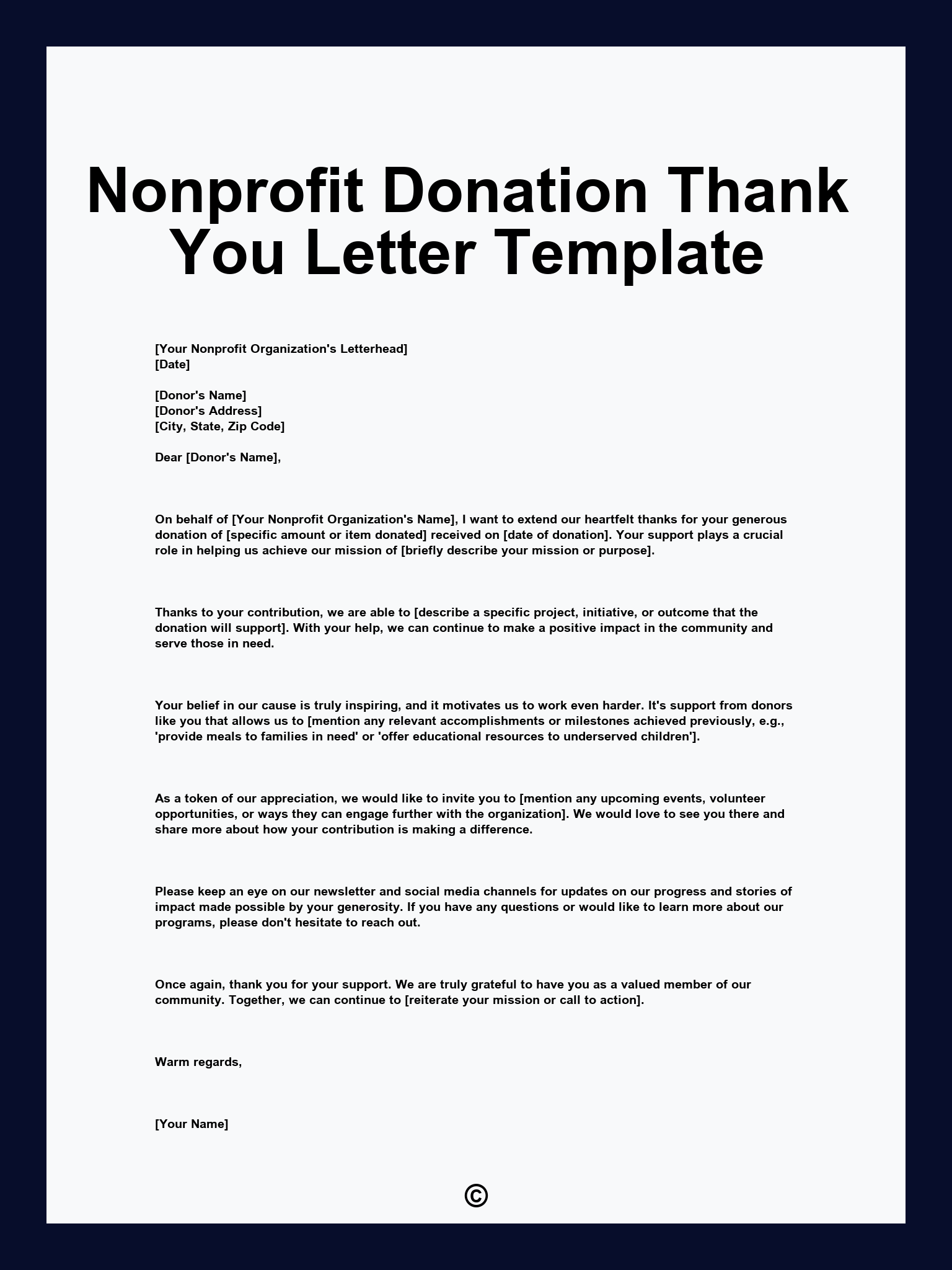 Nonprofit Donation Thank You Letter Template