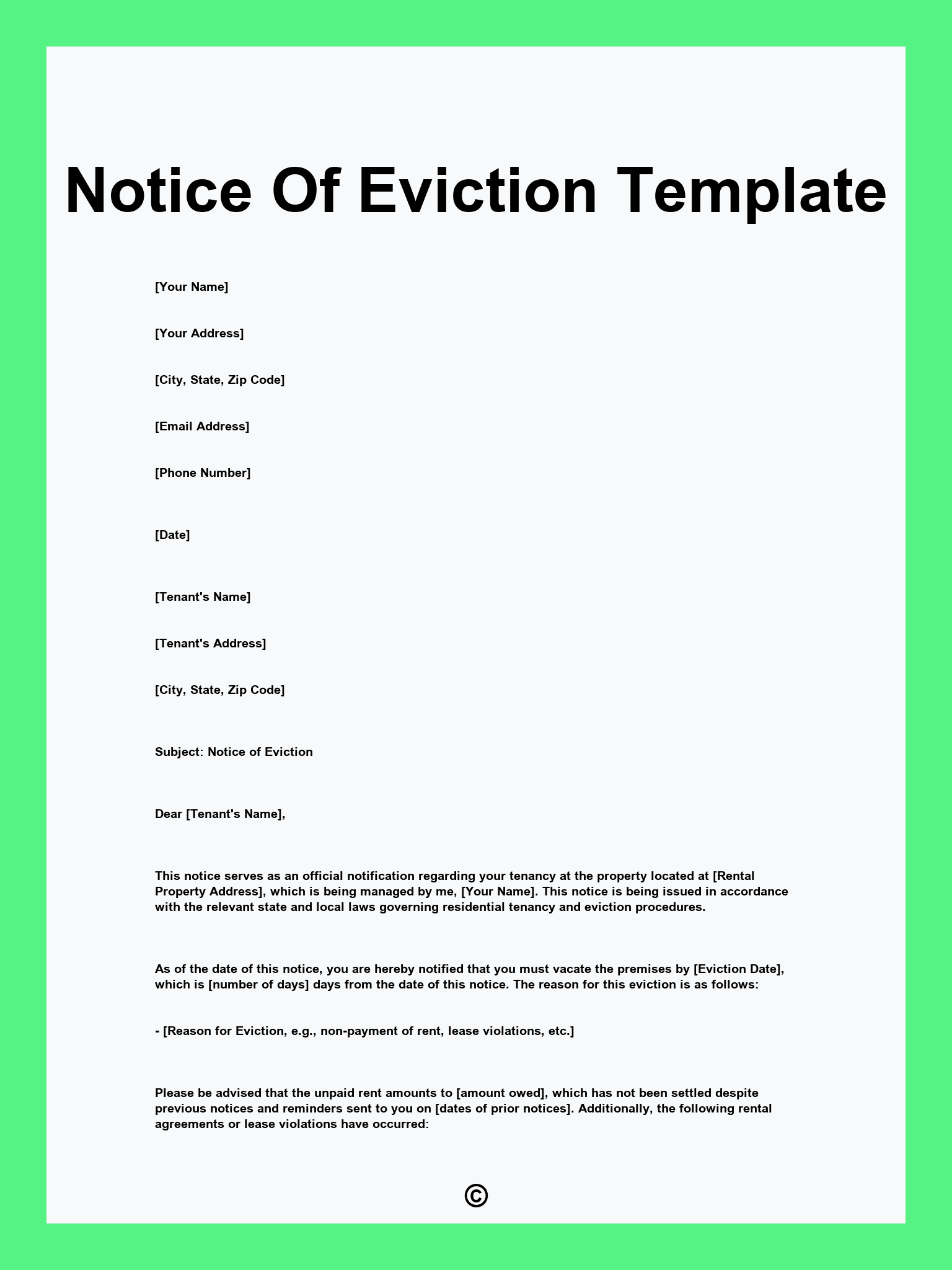 Notice Of Eviction Template