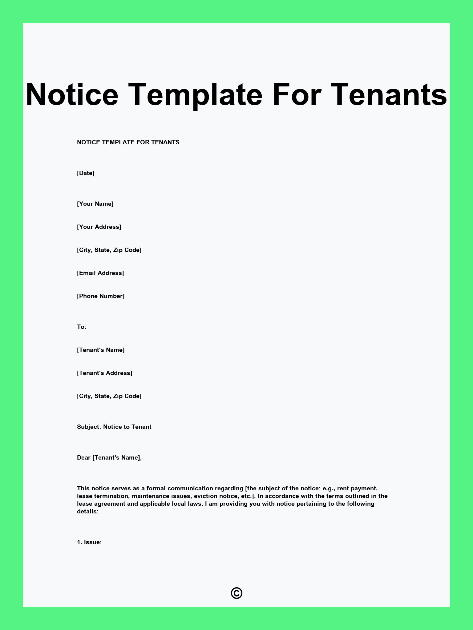 Notice Template For Tenants