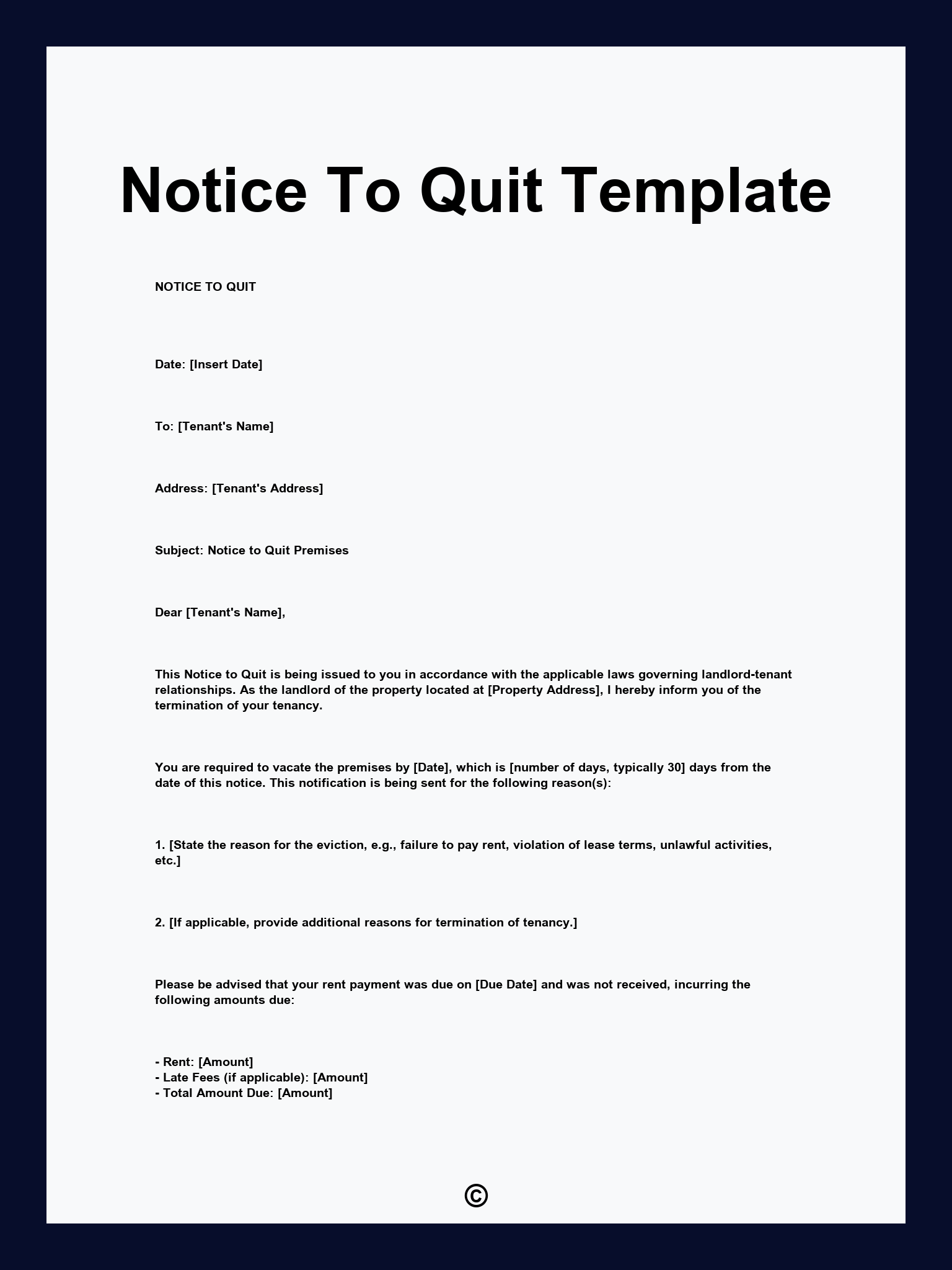 Notice To Quit Template