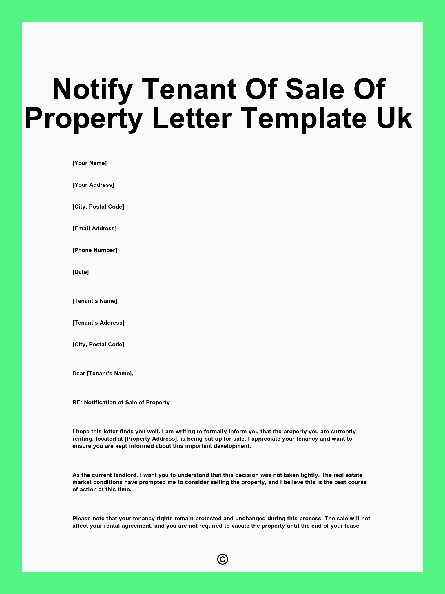 Notify Tenant Of Sale Of Property Letter Template Uk